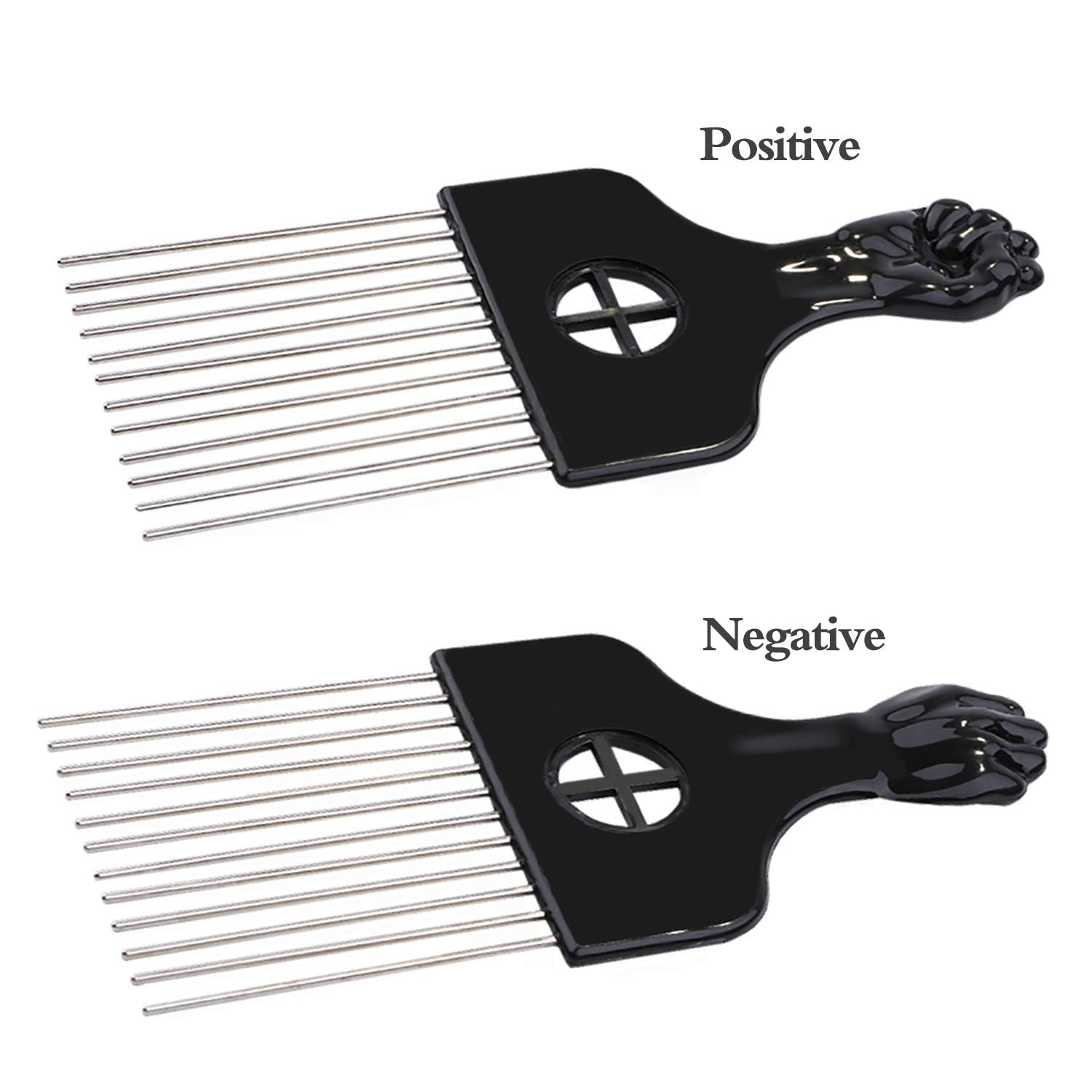 2 Pack Afro Comb And Metal Wig Detangler - Braid Styling Comb For Detangling And Styling Hair, Hair Pick