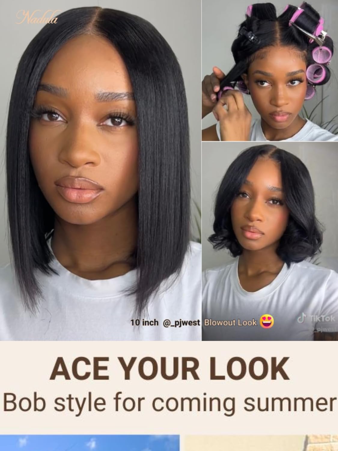 Nadula Glueless Yaki Straight Bob Bye Bye Knots 7X5 Lace Front Wigs Human Hair Pre Plucked Invisible Knots Pre Everything 3S Rea