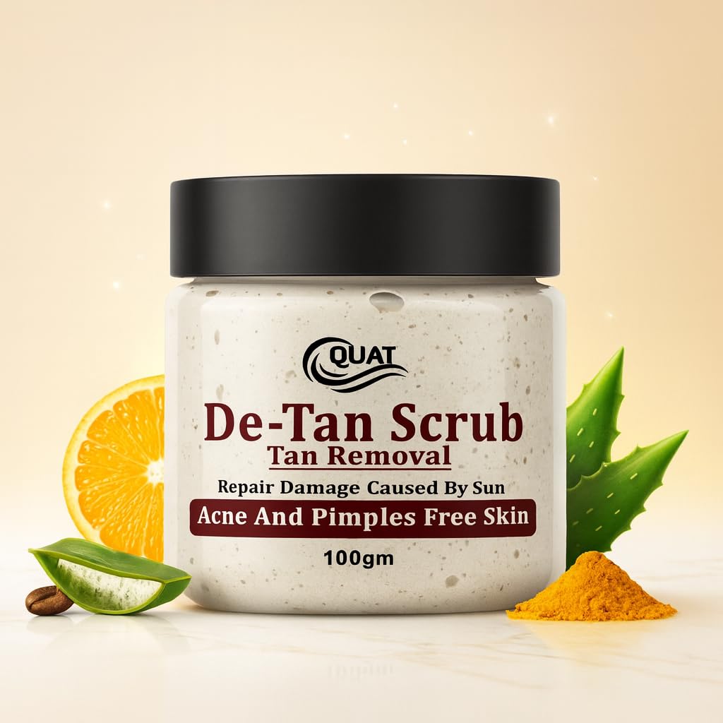 Quat DeTan Face Scrub For Tan Removal, Deep Cleansing & Brightening | Exfoliating Scrub To Remove Sun Tan, Dead Skin & Dullness