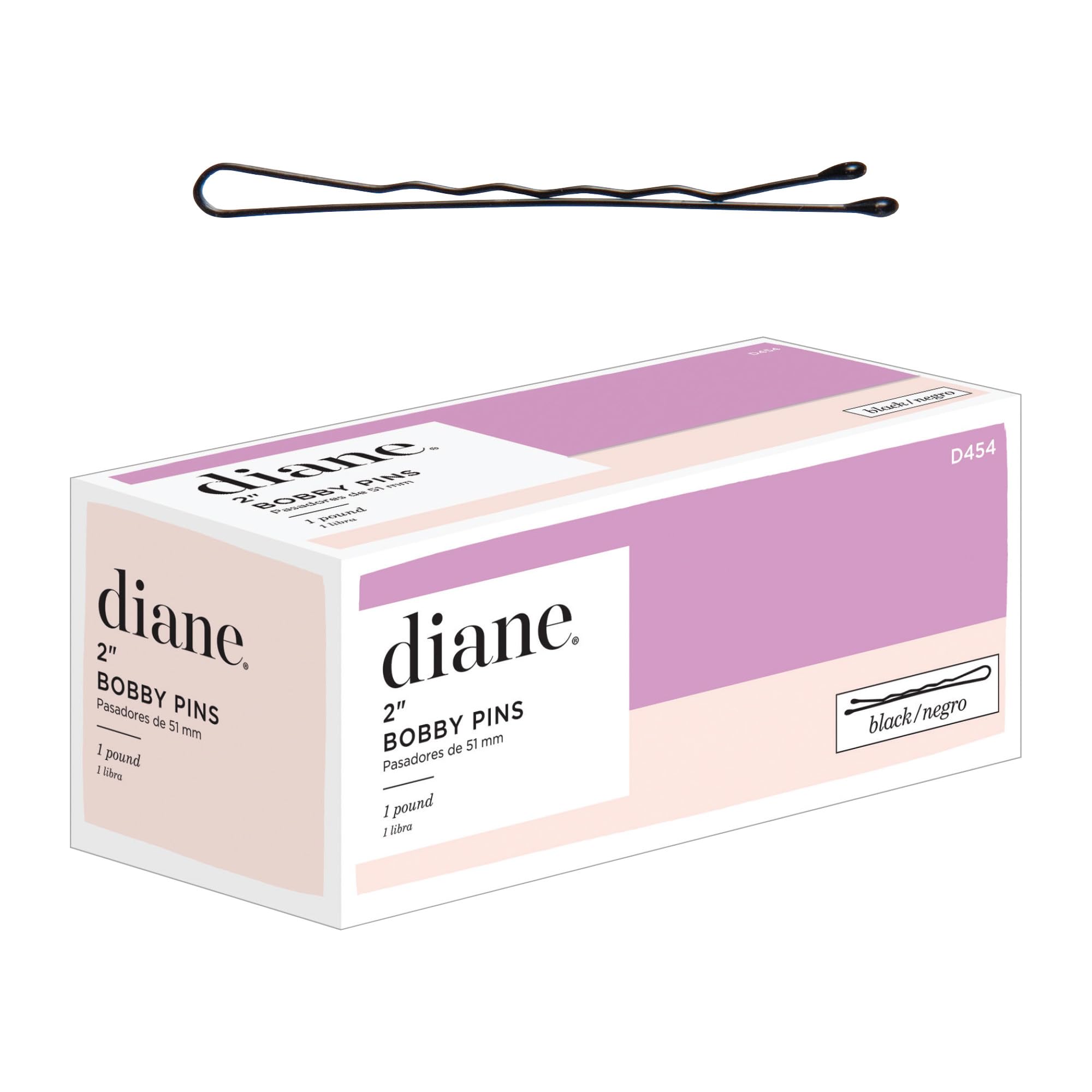 Diane 2    Black Bobby Pins for Women, Girls, Hairdressing, Salon, Hair Pins with Ball Tips for Securing Updos, Flyaways (Approx