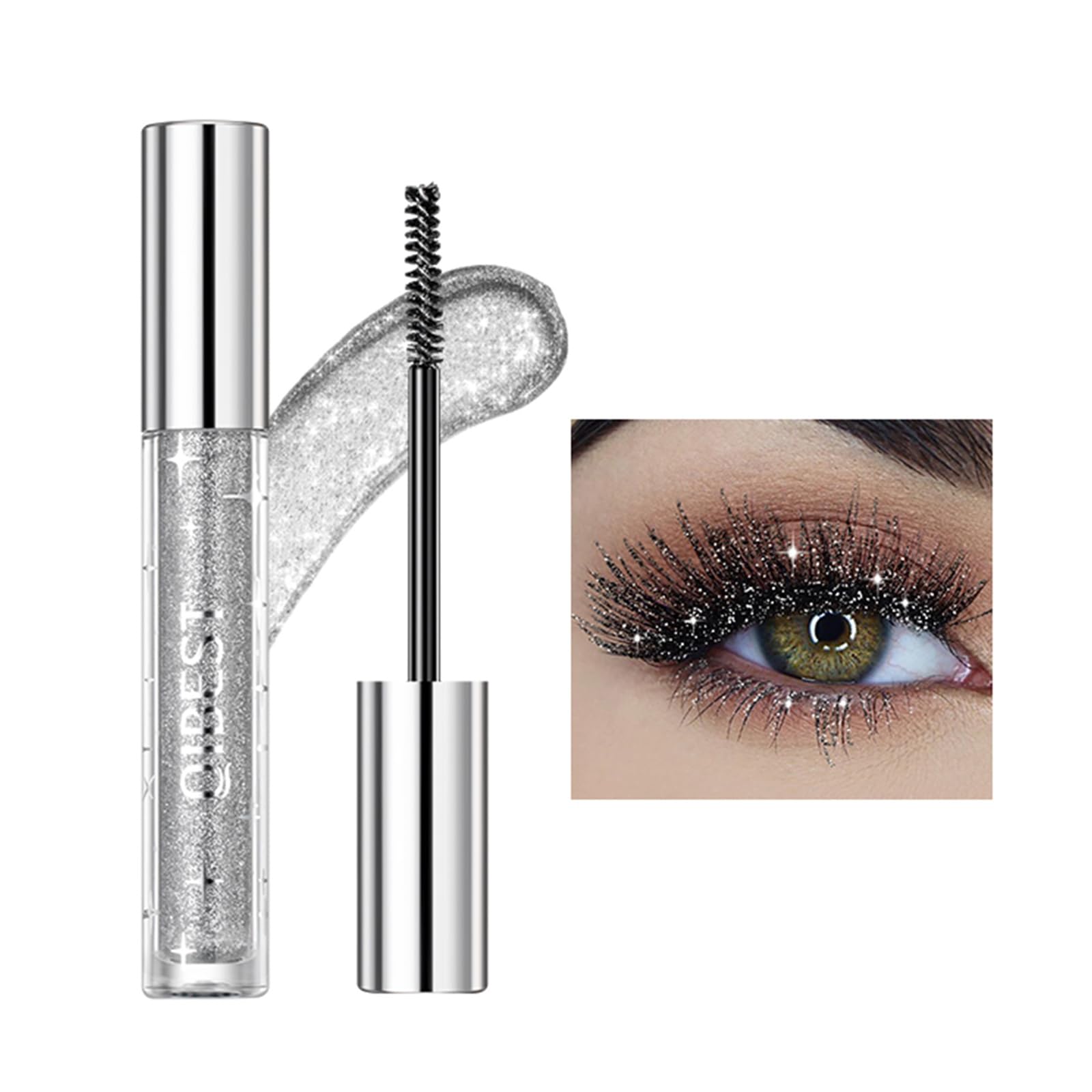 Dlzzrs Colored Mascara For Eyelashes,Diamond Glitter Color Colorful Mascara,Shiny Sparkle Waterproof Long Lasting Smudge-Proof M