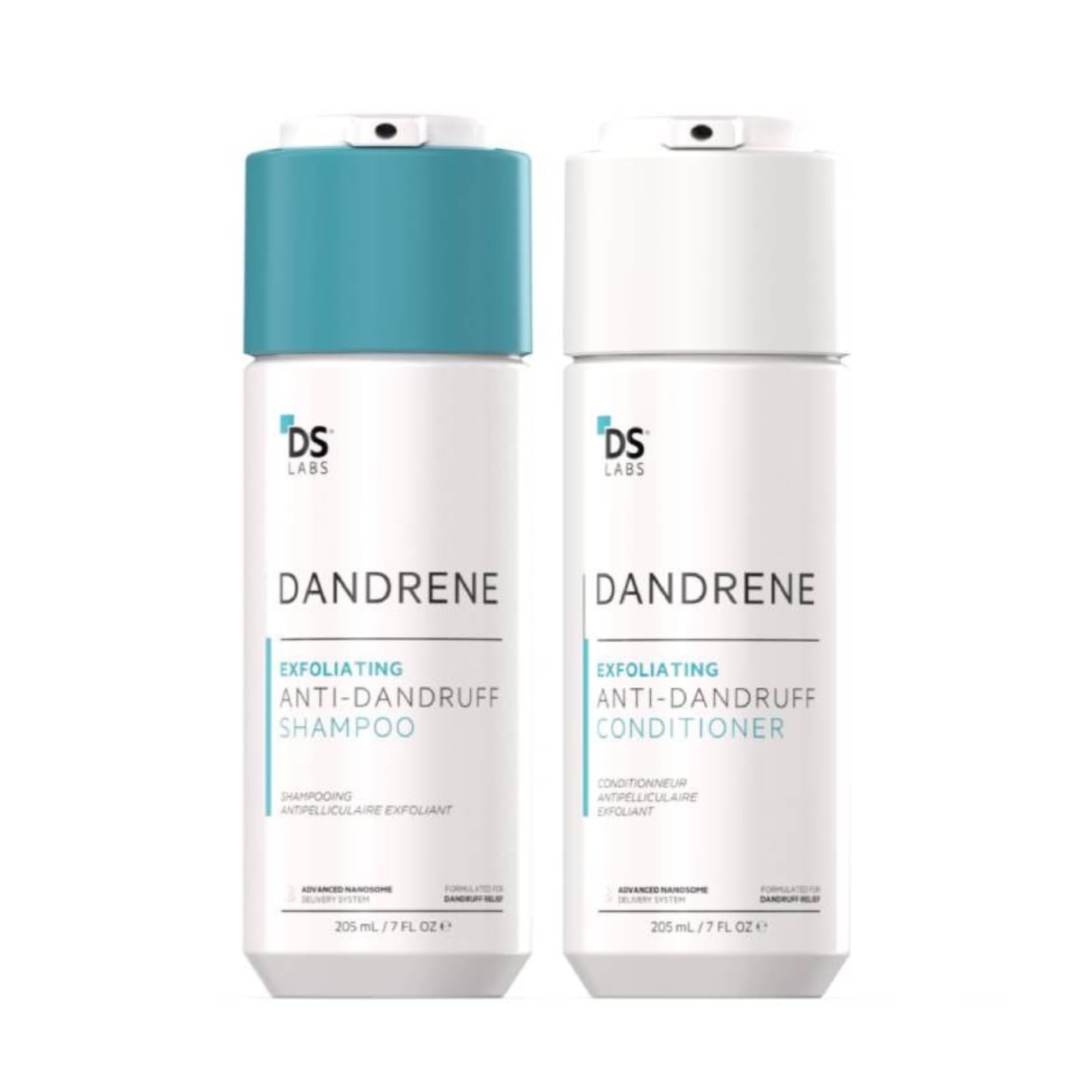 DS Labs Dandrene Dandruff Shampoo & Conditioner Kit - for Itchy, Flaky Scalp, Exfoliating Shampoo, Moisturizing Conditioner, Sup