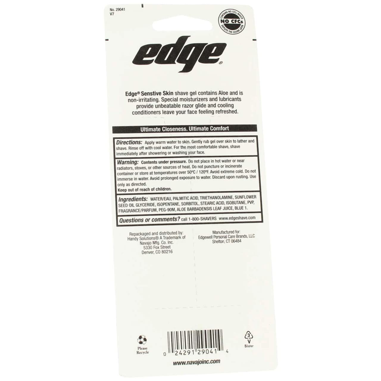 Edge Shave Gel, Sensitive Skin With Aloe 2.75 Oz (Pack Of 2)