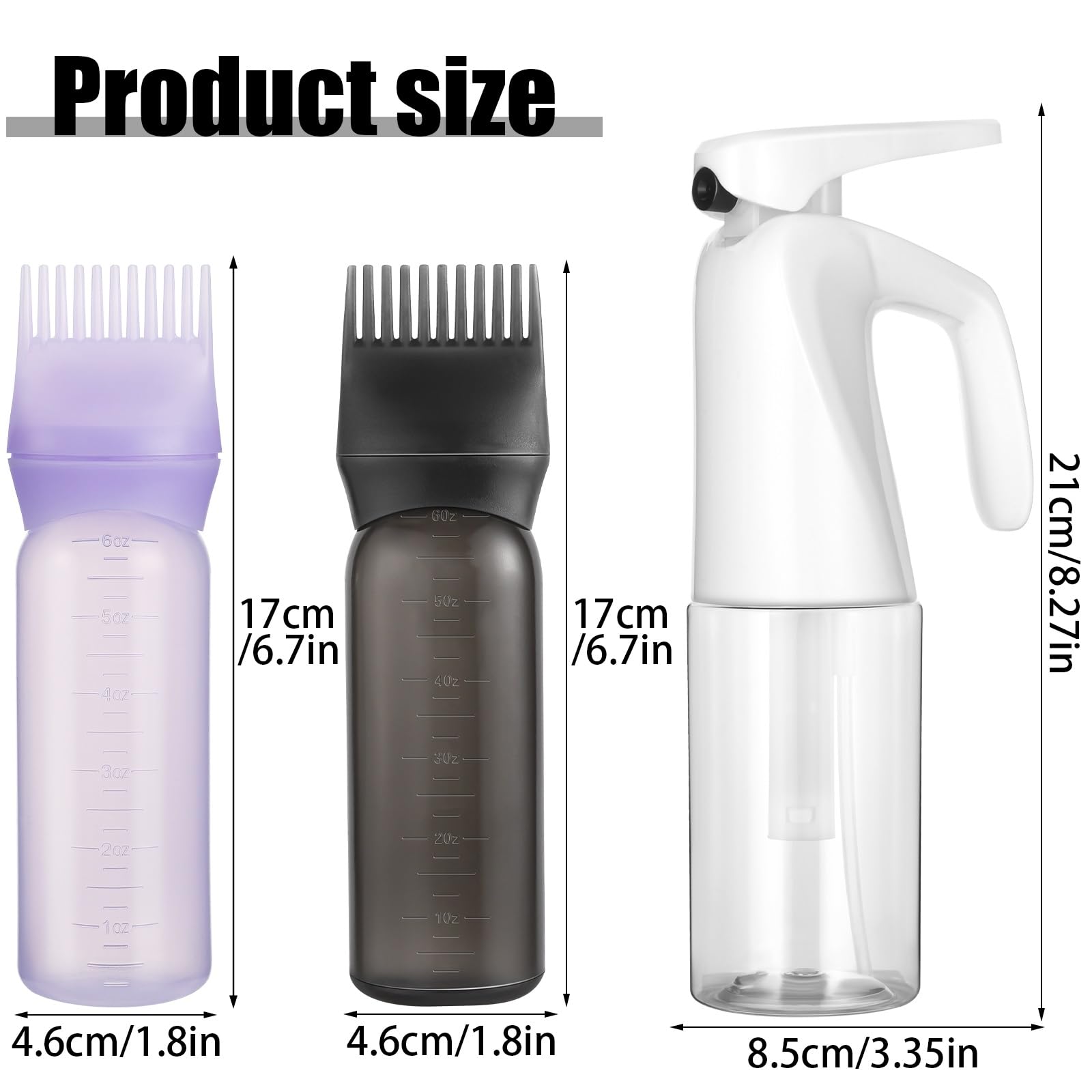 Pimoys Root Comb Applicator Bottle And Continuous Hair Spray Bottle, Hair Oil Applicator Hair Water Mister Oiling Applicator For