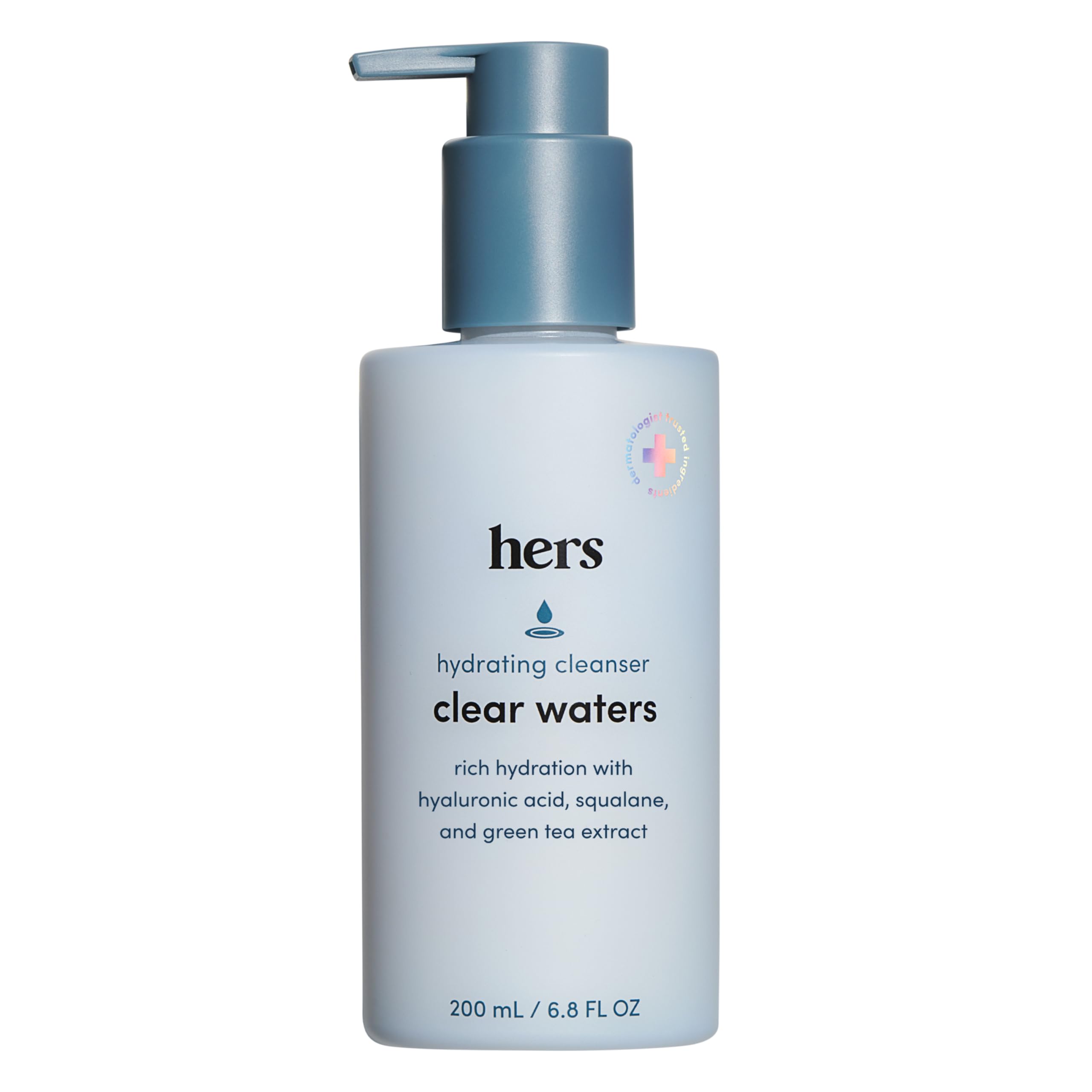 hers Clear Waters Hydrating Cleanser - Squalane Cleanser Face Wash for All Skin Types - Contains Hyaluronic Acid, Squalane, and 