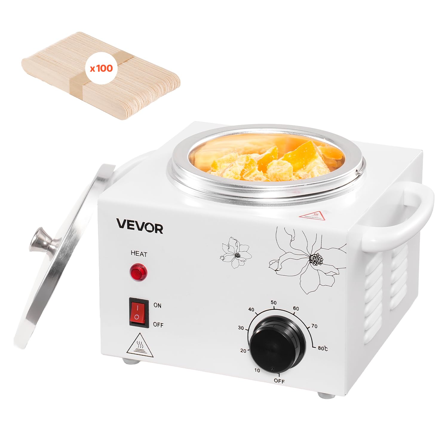 VEVOR Single Wax Warmer, 600ML Professional Wax Warmer for Hair Removal, 32 ? to 176? Adjustable Electric Waxing Heater Pot with