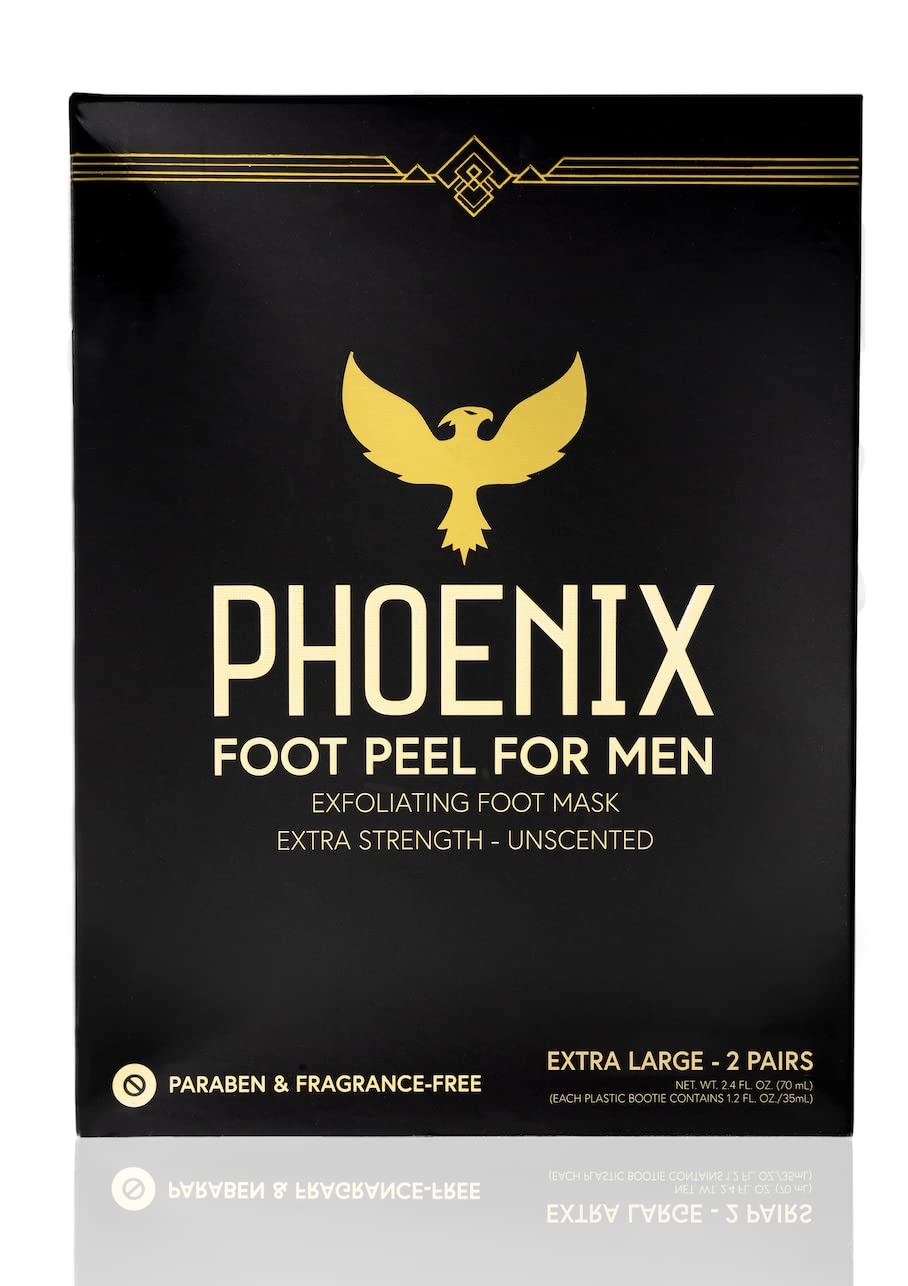 (Pack of 2) Phoenix Foot Peel for Men - Extra Large - Extra Strength - Exfoliating Dry Feet Treatment - Callus Remover - Unscent