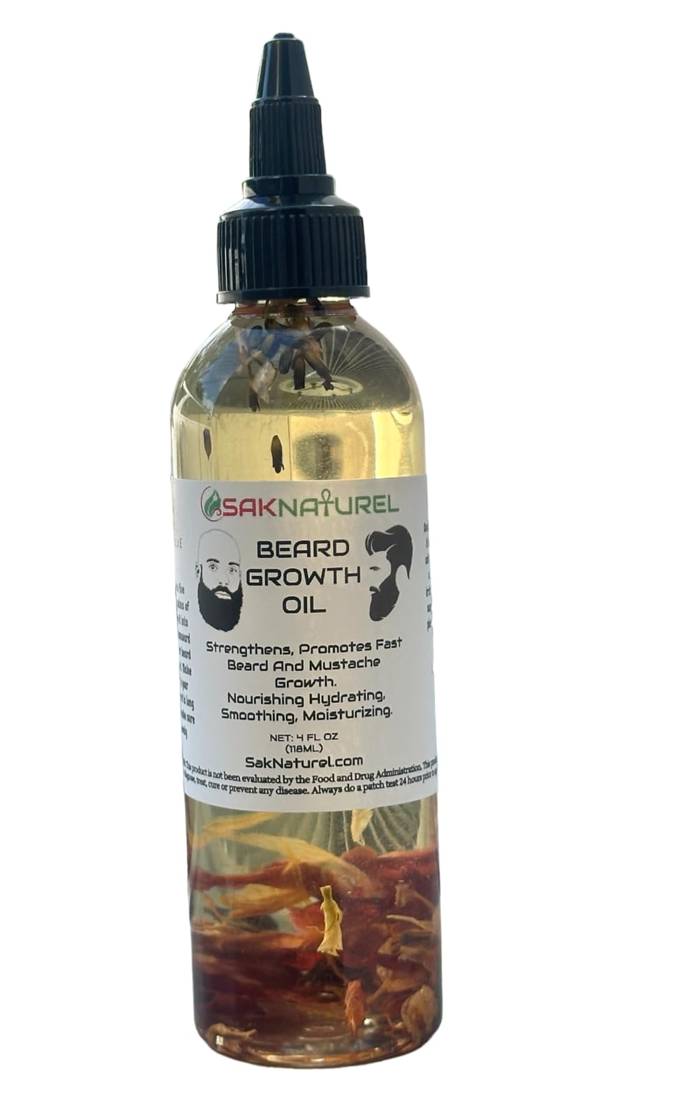 SakNaturel Beard Oil Beard Growth Oil Softens & Strengthens Growth, Moisturizes Skin, 4 Fl Oz (4 OUNCES BEARD GROWTH OIL)