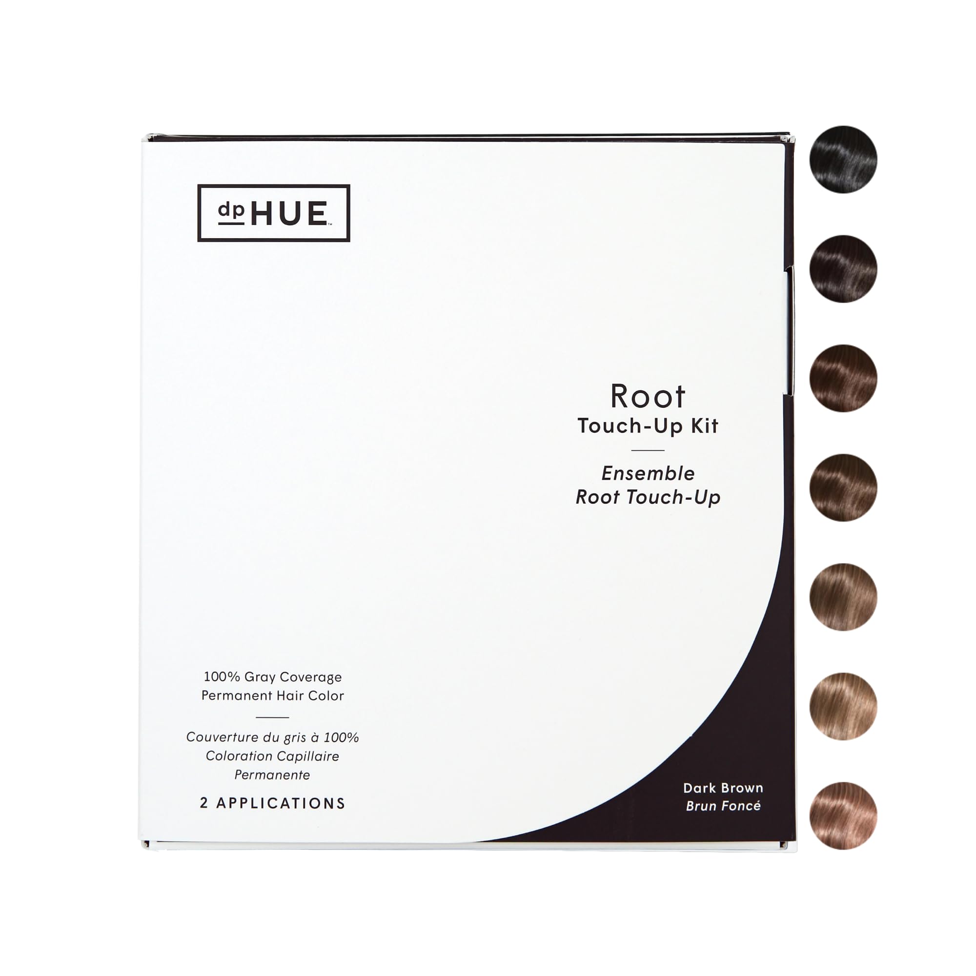 dpHUE Root TouchUp Kit, Dark Brown  Permanent Hair Color for Gray Coverage  Includes Two Applications  Paraben, SLS & SLES S