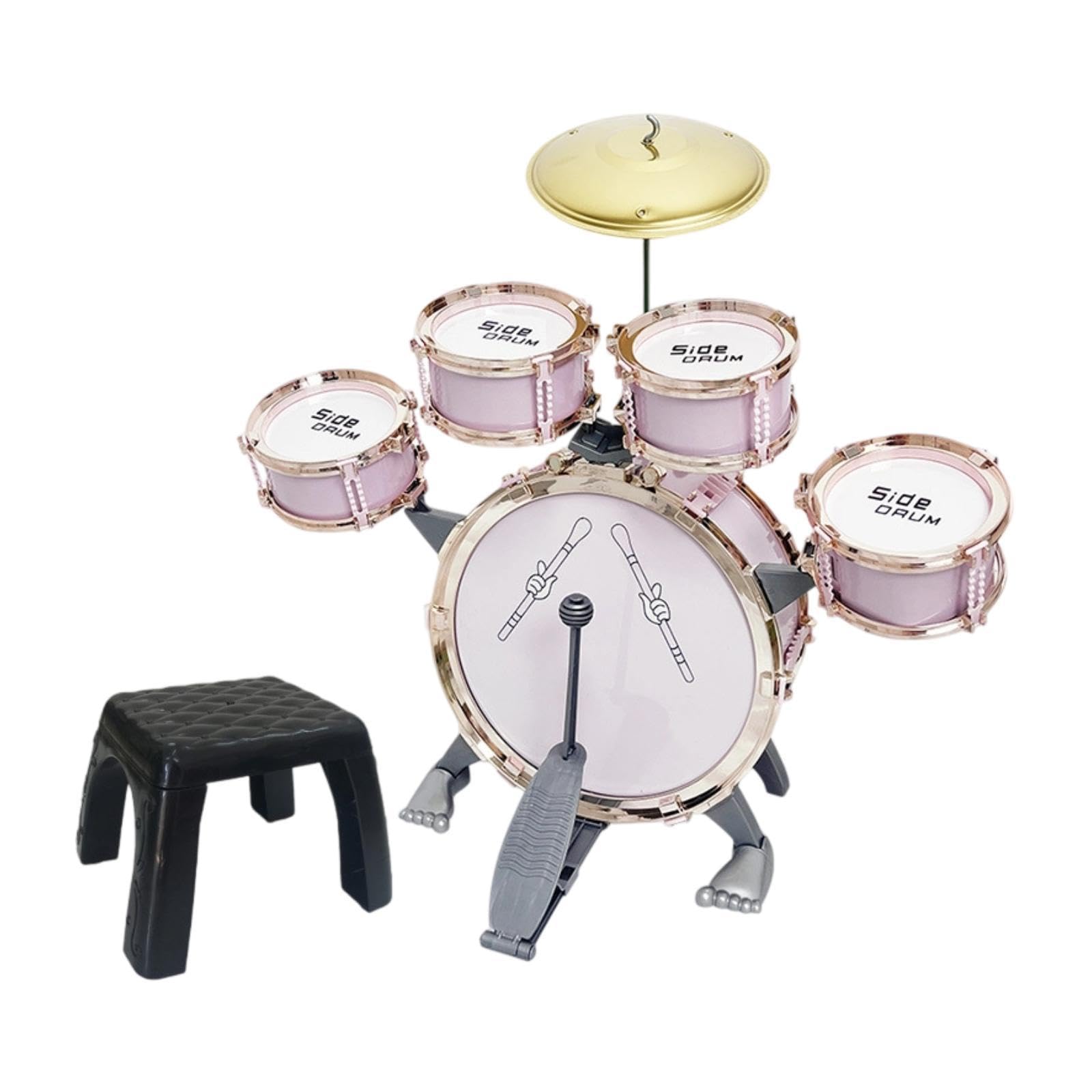 PEXORVA Kids Drum Set Compact Musical Instruments Toy for Party Concert Kindergarten Pink|Musical Instruments & Gear| Percussion