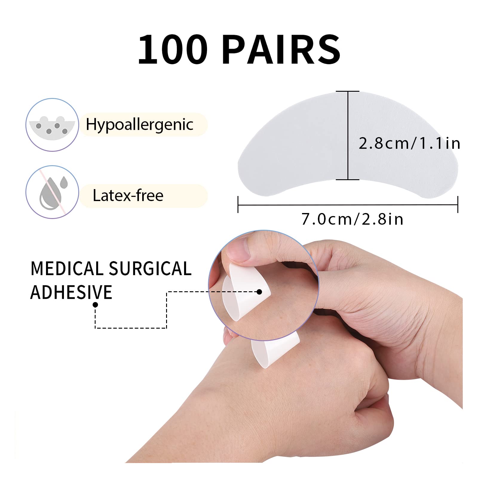 Miuffue 100 Pcs Foam Eye Pads For Lash Extensions, 2.76'' Under Eye Pads For Eyelash Extensions, Micro-Foam Lash Pads Lint Free,