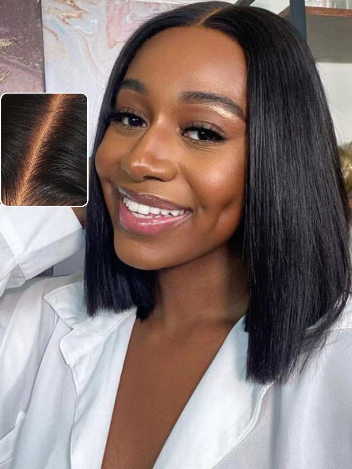 Beauty Forever 7X5 Bye Bye Knots Wear And Go Wig Yaki Straight Pre Cut Lace Bob Wigs Human Hair Lace Closure Wig Pre Plucked, Ea