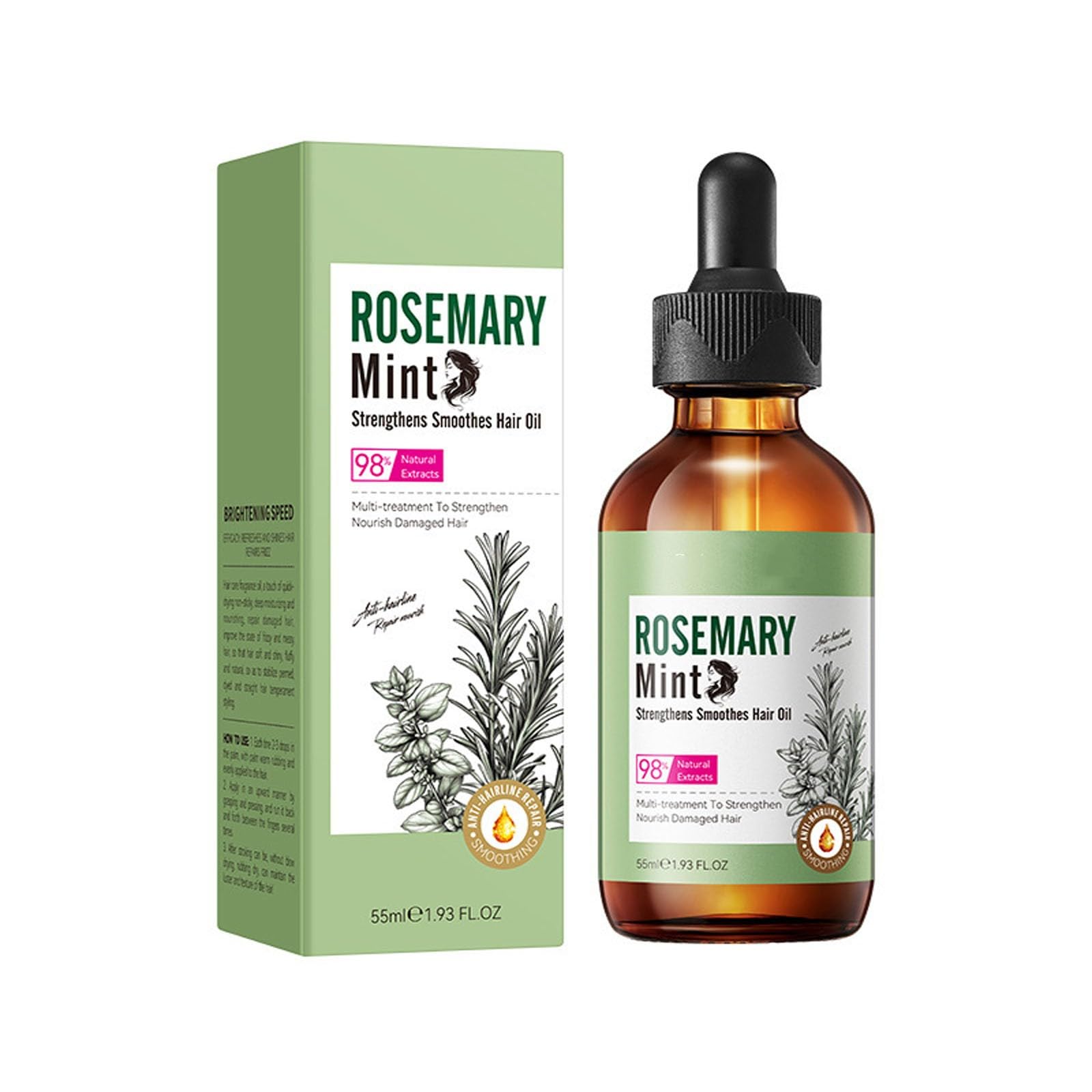 New Cover Rosemary Mint Oil For Hair, Natural Scalp & Hair Strengthening Oil Nourishing Repair for Split Ends and Dry Scalp, Red