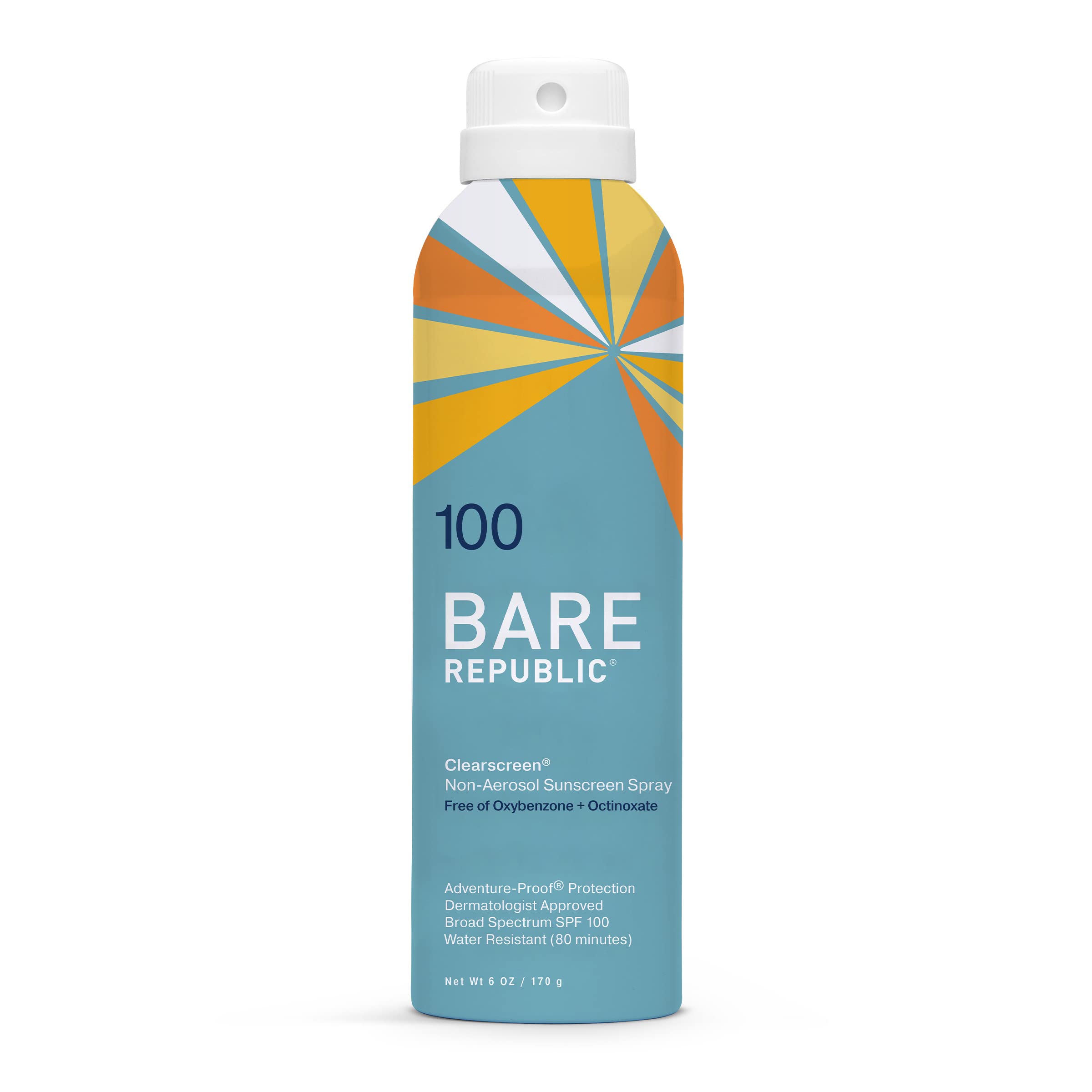 Bare Republic Clearscreen Sunscreen Spf 100 Sunblock Spray, Water Resistant With An Invisible Finish, 6 Fl Oz