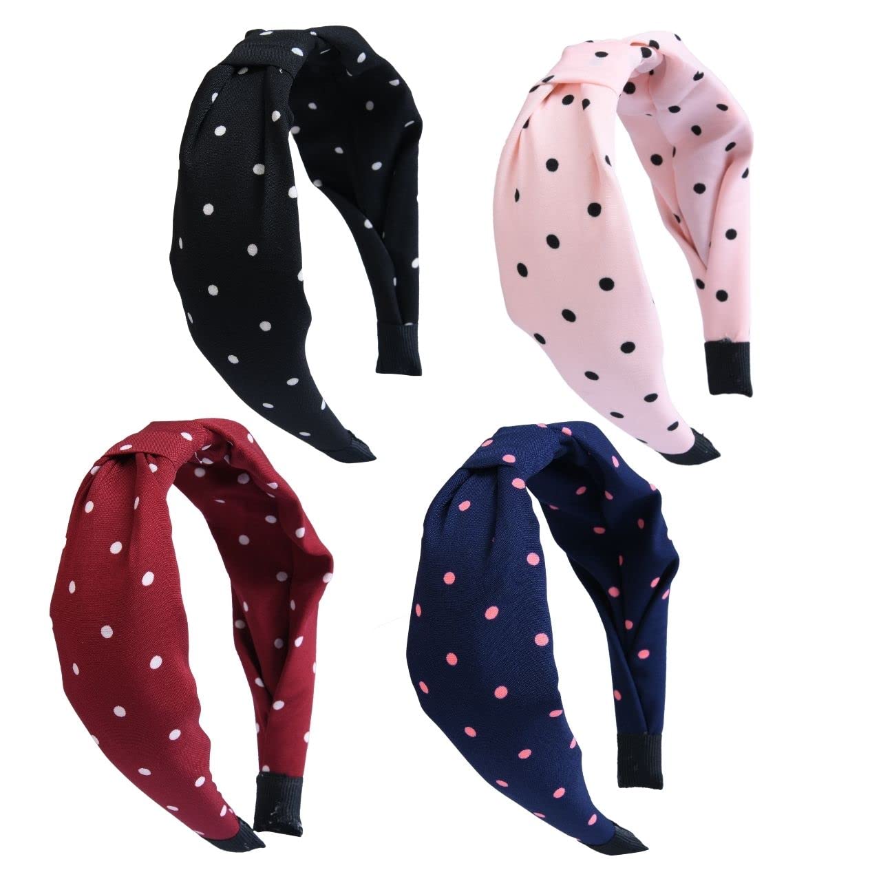 Nnr Polka Dots Flat Knot Hair Band For Girls And Women, Headband For Girls  Pack Of 4 PcsMulticolor