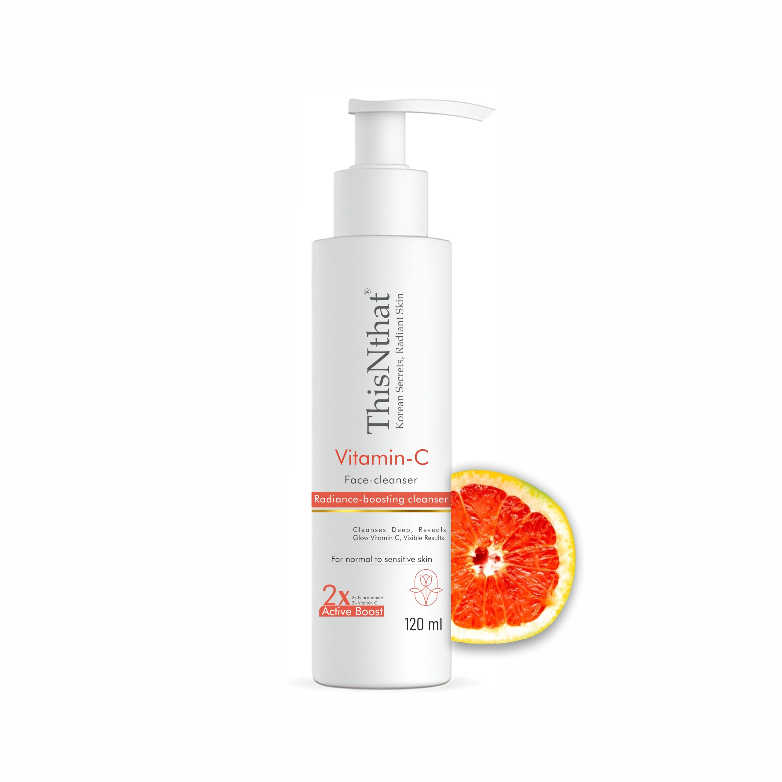 Thisnthat Korean Secrets  Vitamin C Face Wash | Cleans Oil & Dirt | Fades Dark Spots | Improves Radiance | For All Skin Types |