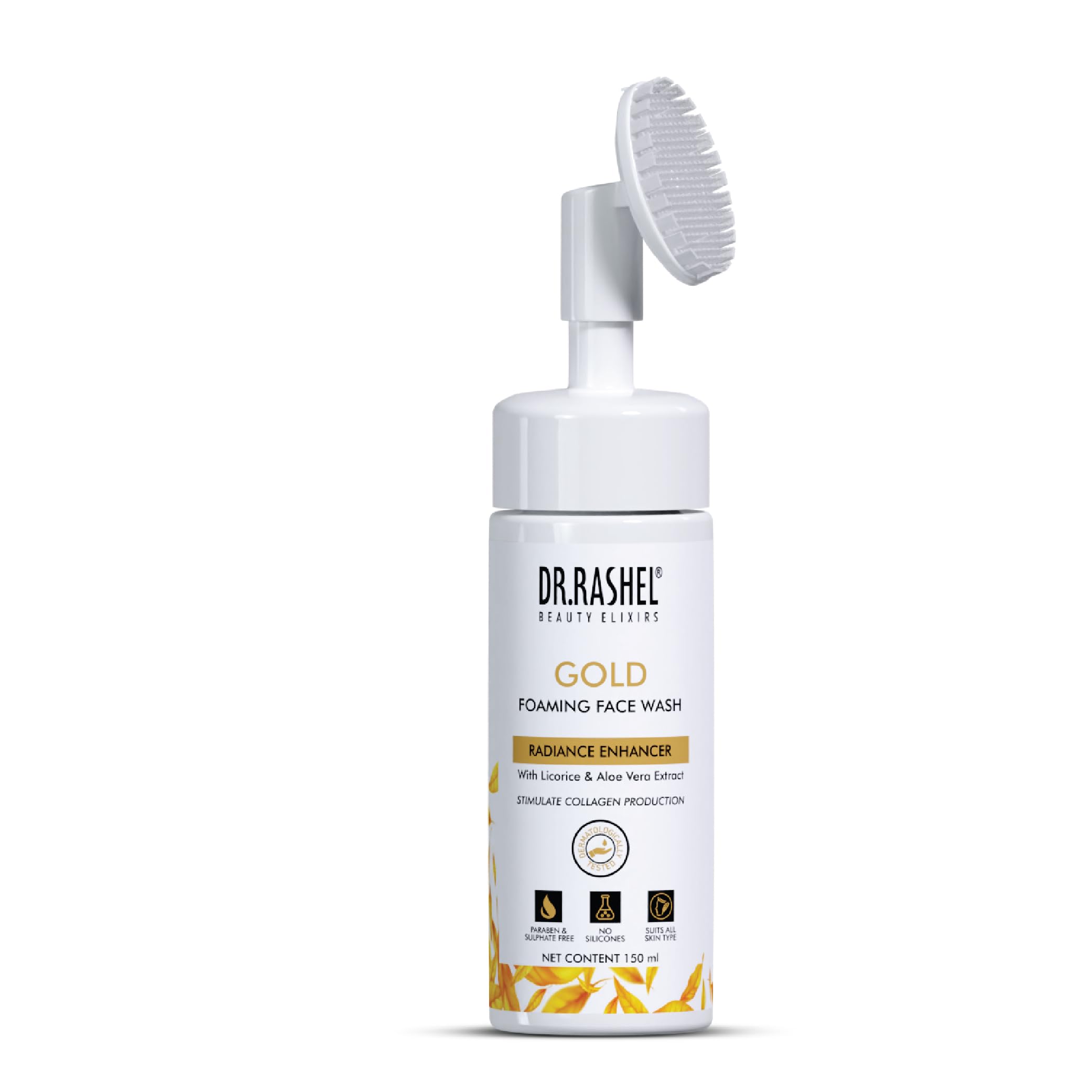 Dr.Rashel Gold Foaming Face Wash For Radiance Enhancer With Licorice & Aloe Vera Extract For Stimulate Collagen Production (150 