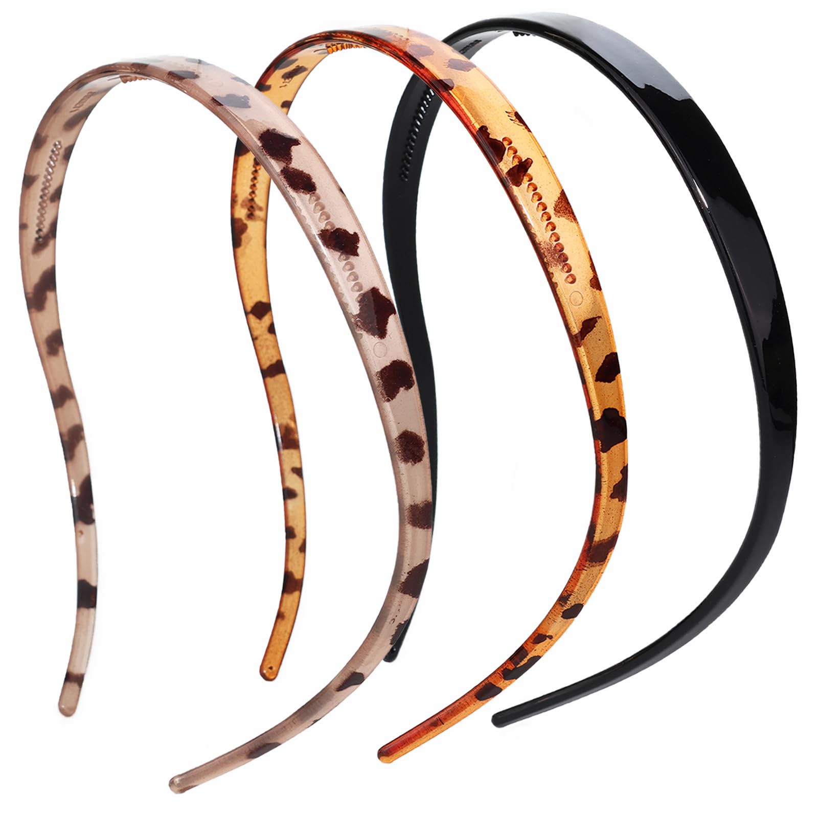 KOVOLITU 3 Pack Headbands Designed for Eyewear,Flex No Pressure Headbands for Women Leopard Pattern Comfortable Plastic Headband