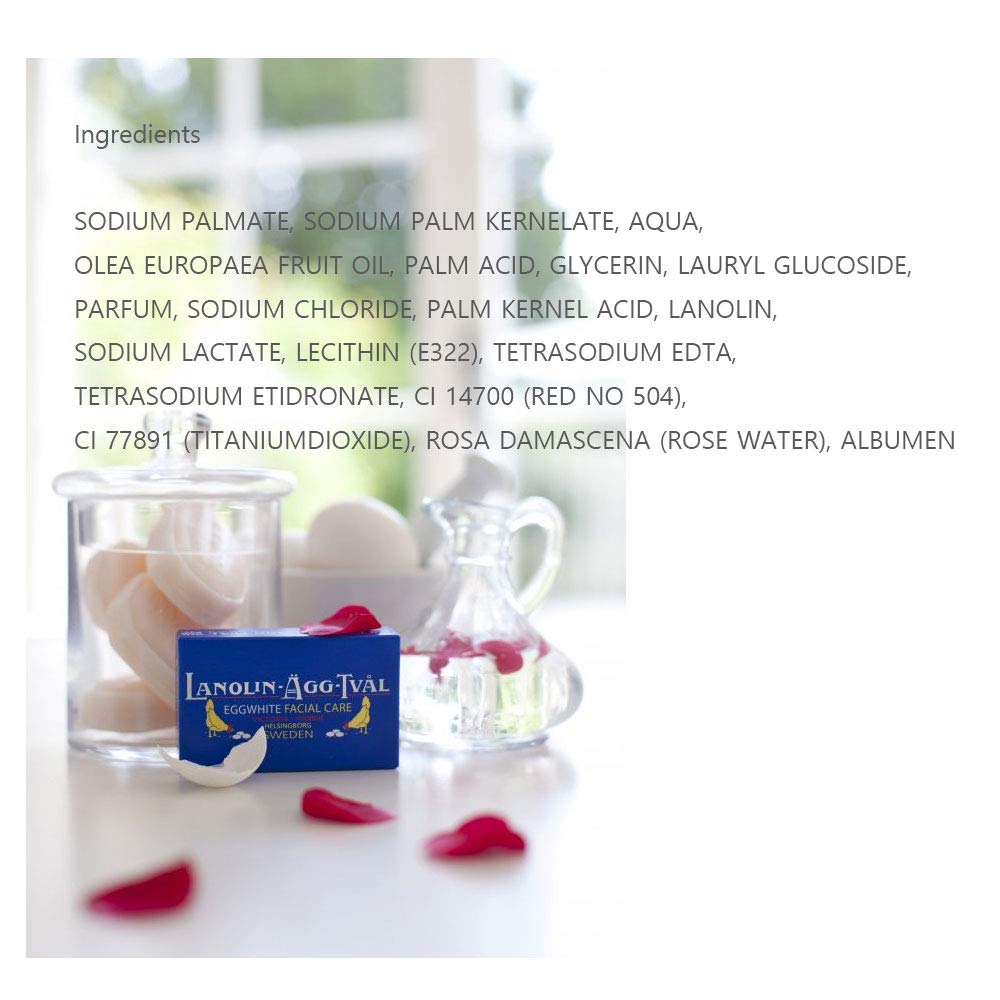 Victoria Original Sweden Egg Facial Care With Lanolin & Rose Water 50G X 6 With Cleansing Sponge 2-Ct