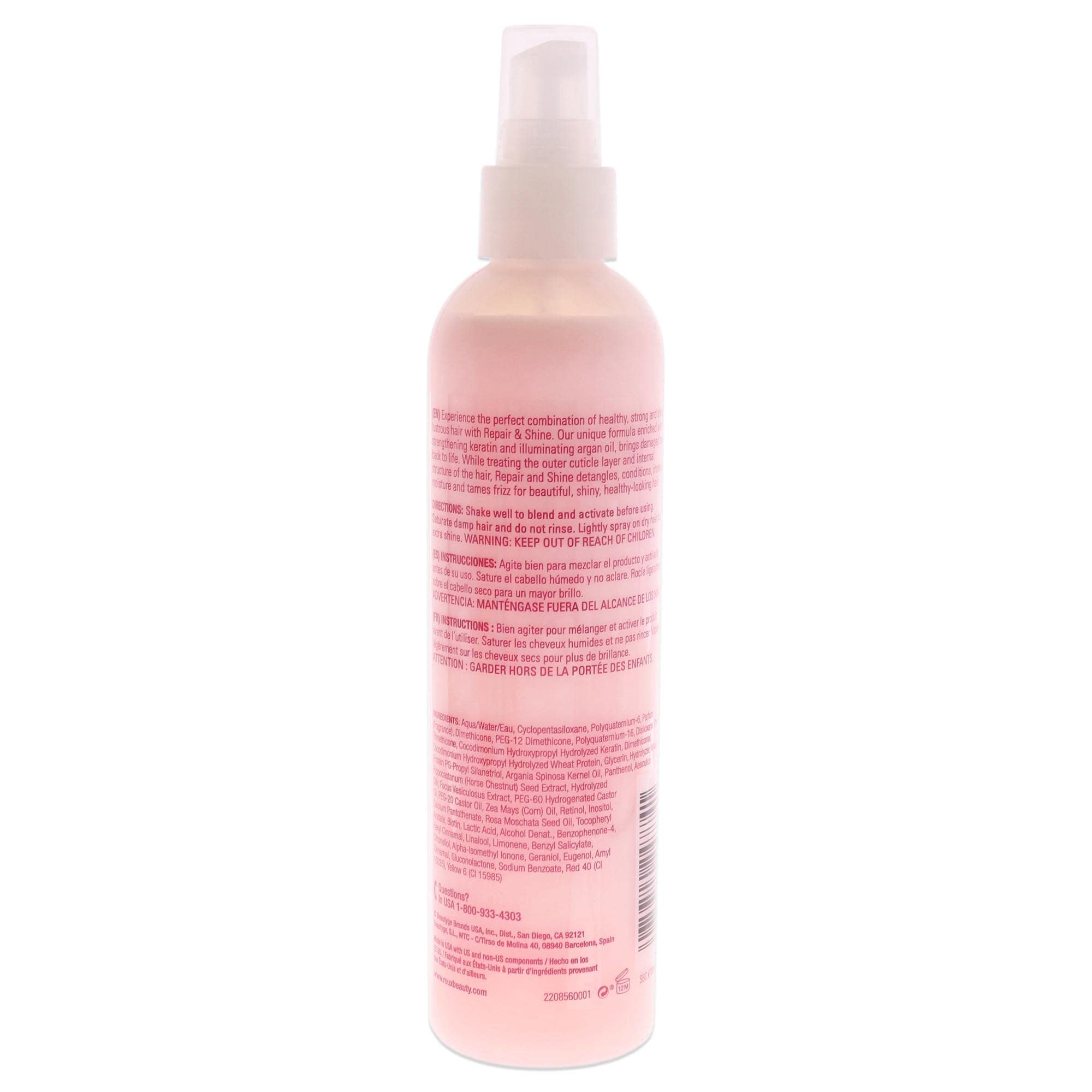 Roux Argan Oil Keratin Repair & Shine Leave In Treatment, Rejuvinating Formula For Damaged Hair, 8.45 Fl Oz