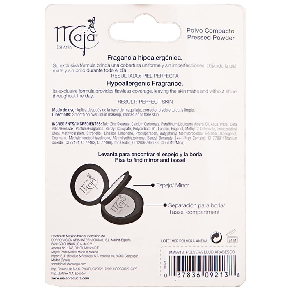 Maja Compact Cream Powder, 0.53 Ounce, Arabesco - Lightweight Finish, Ideal for All Skin Types