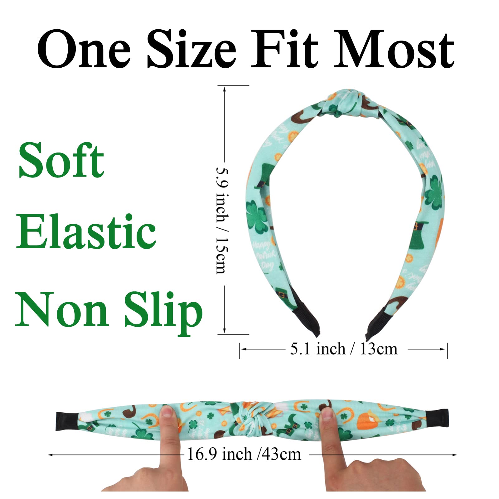 Ardorchid 4 Pack St Patrick's Day Headbands Irish Green Shamrock Hair Accessories for Women Girls Gifts Wide Knot Turban Celebra