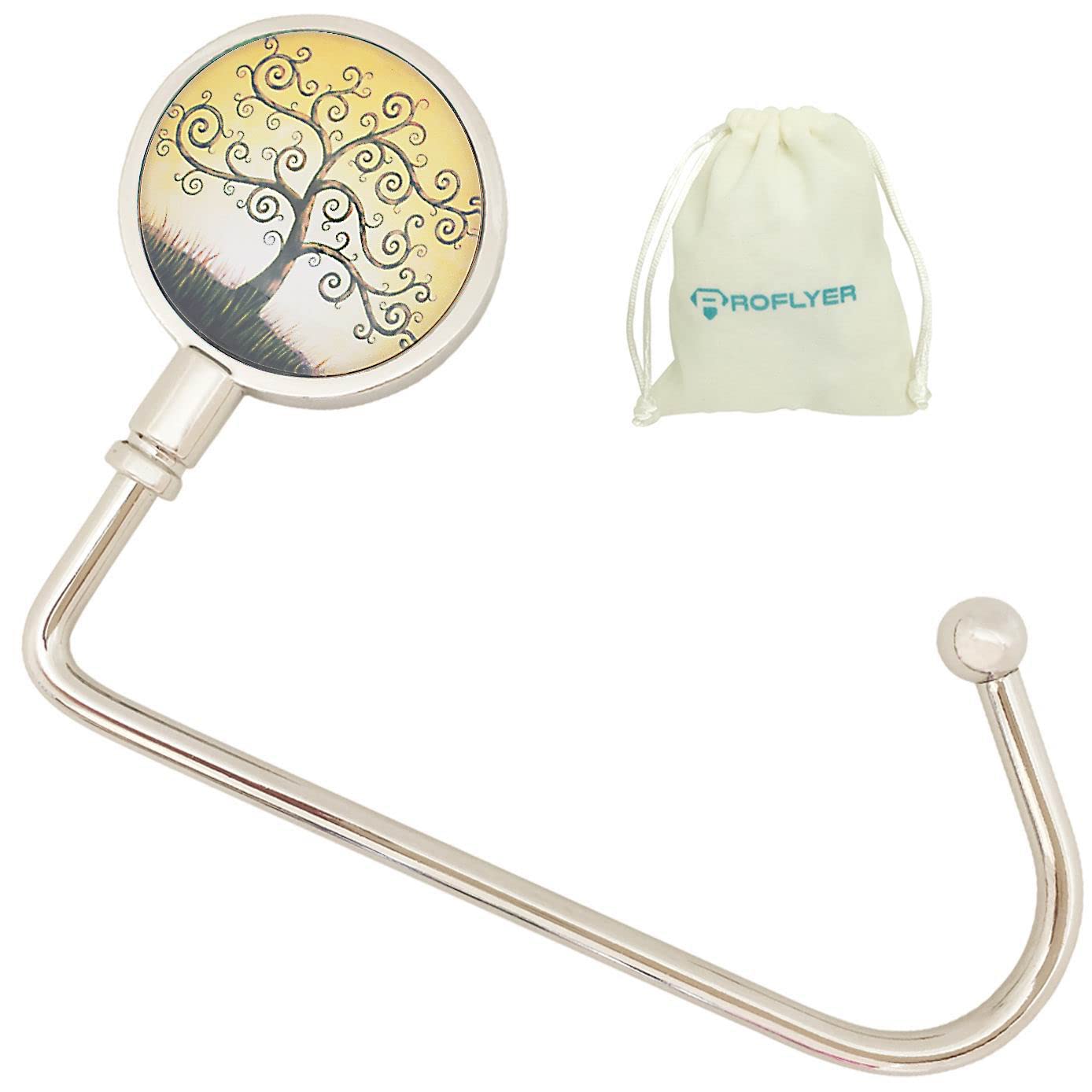 ROFLYER Purse Hook Hanger for Table Bar Handbag Hanger Safer Cleaner Bag Table Hanger with Velvet Pouch (Lucky Tree)