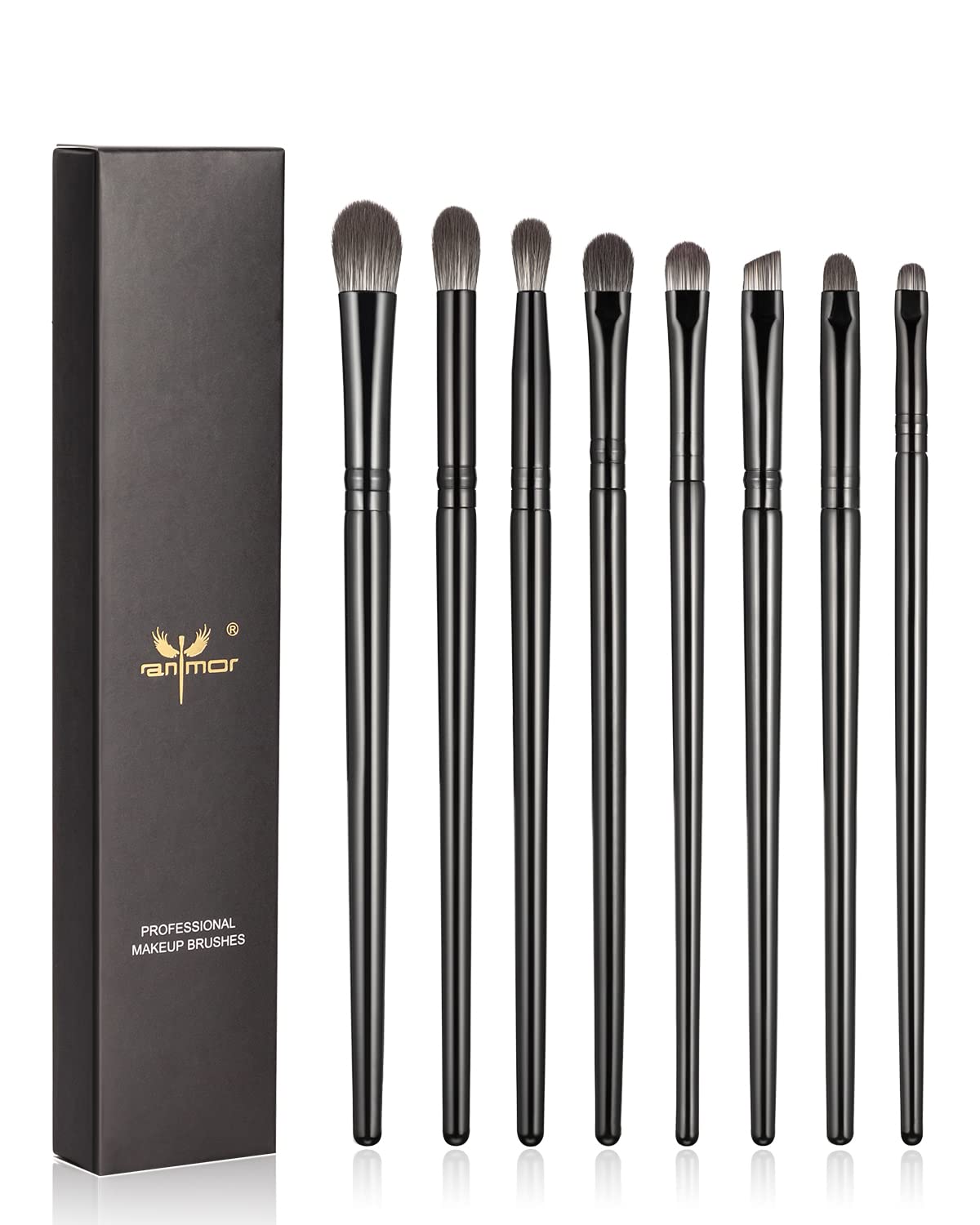 Anmor Eyeshadow Brush Set, 8 Pcs Professional Eye Makeup Brushes for Eyeshadow Eyeliner Eyebrow Concealer Blending Blooming Crea