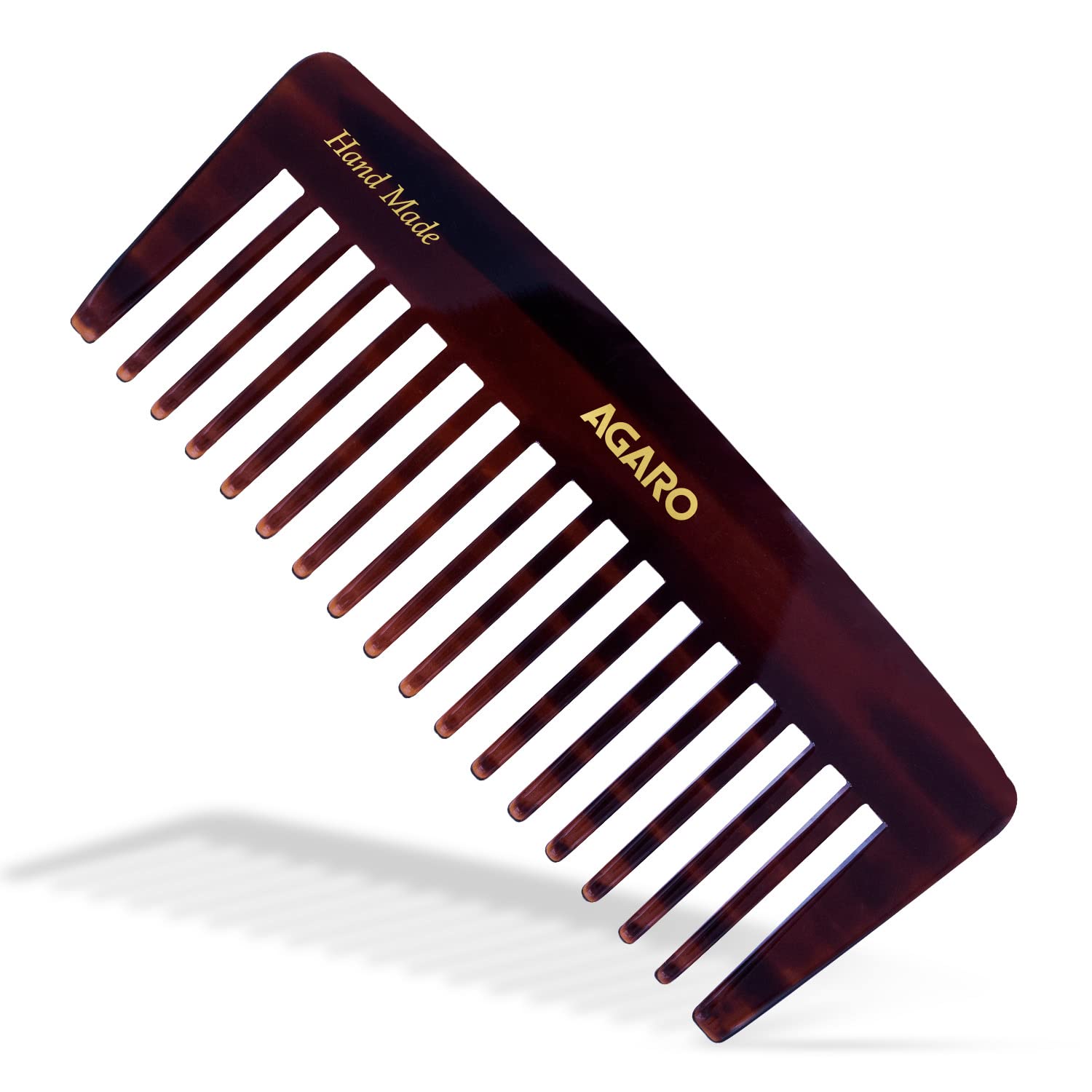 Agaro Hand Made Comb, Wide Teeth Shampoo Comb, Smooth Rounded Teeth, Hair Styling, Grooming, Hair Brushing, Hair Dressing, Cellu
