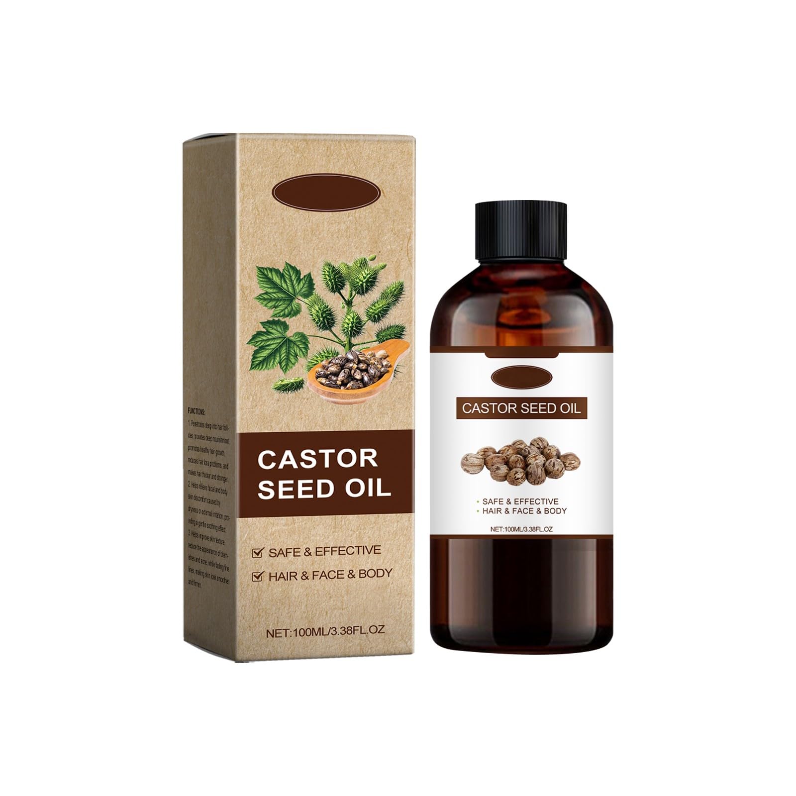 Viareline Castor Seed Oil for Hair, Face and Body, 100 ml