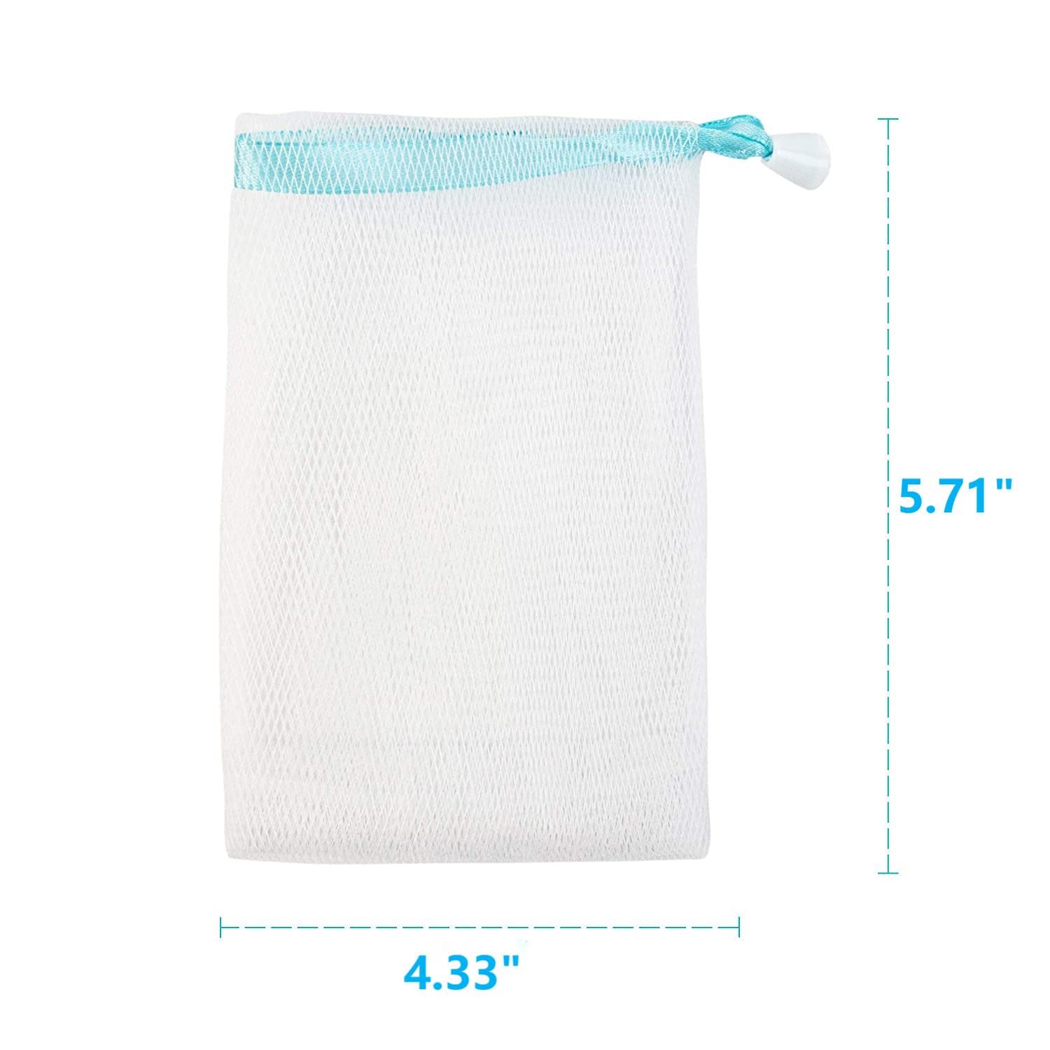 AUEAR, 20 Pack Handmade Soap Exfoliating Mesh Soap Pouch Saver Bag Double Layer Bubble Foam Net Drawstring Holder Bags Bubble Me