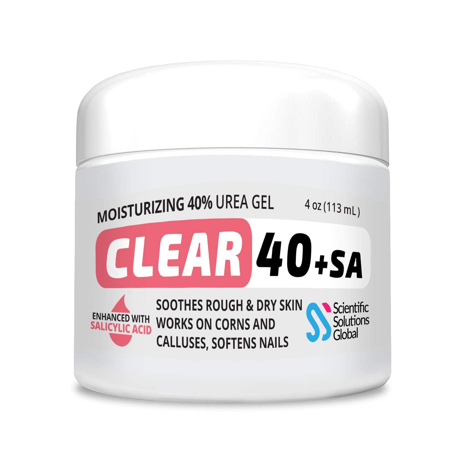 CLEAR Urea Cream 40% +2% Salicylic Acid (4oz) | Softens Cracked Heels & Dry Skin Urea Salicylic Acid Cream- Tea Tree & Coconut O