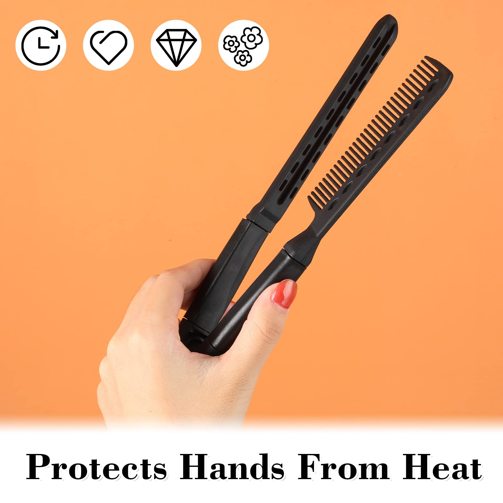 Chengu 2 Pcs Boar Bristle Brushes - Double Sided Clamp Brush And Flat Iron Comb For Straightening Knotty, Unkempt Hair (Black Wh