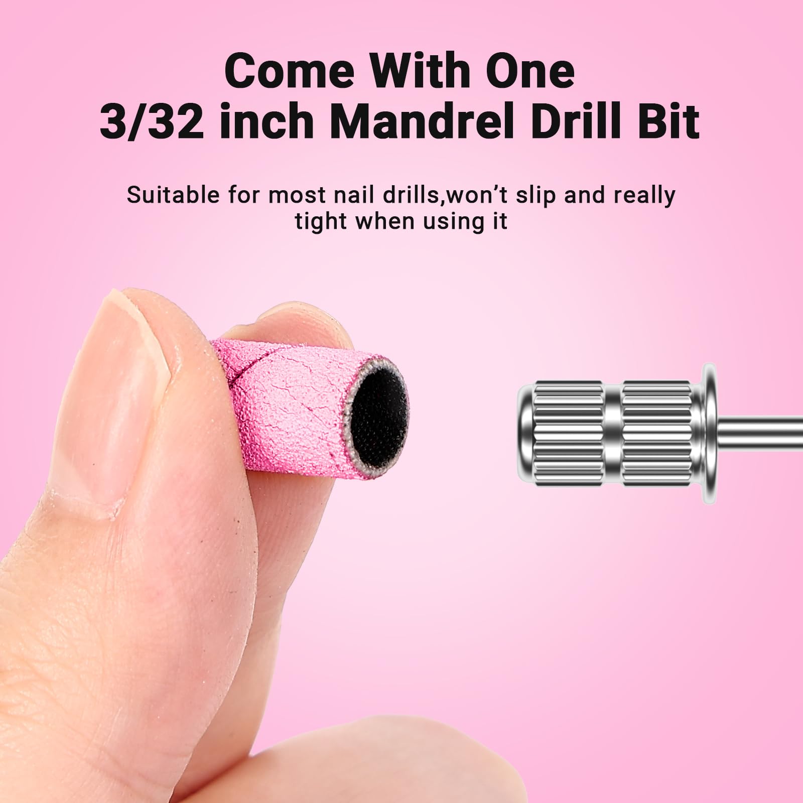 Melodysusie 100 Pcs Nail Drill Bits Sanding Bands For Nail Drill 180 Fine Grit Nail File Sanding Bands For Acrylic Nails Gel Man