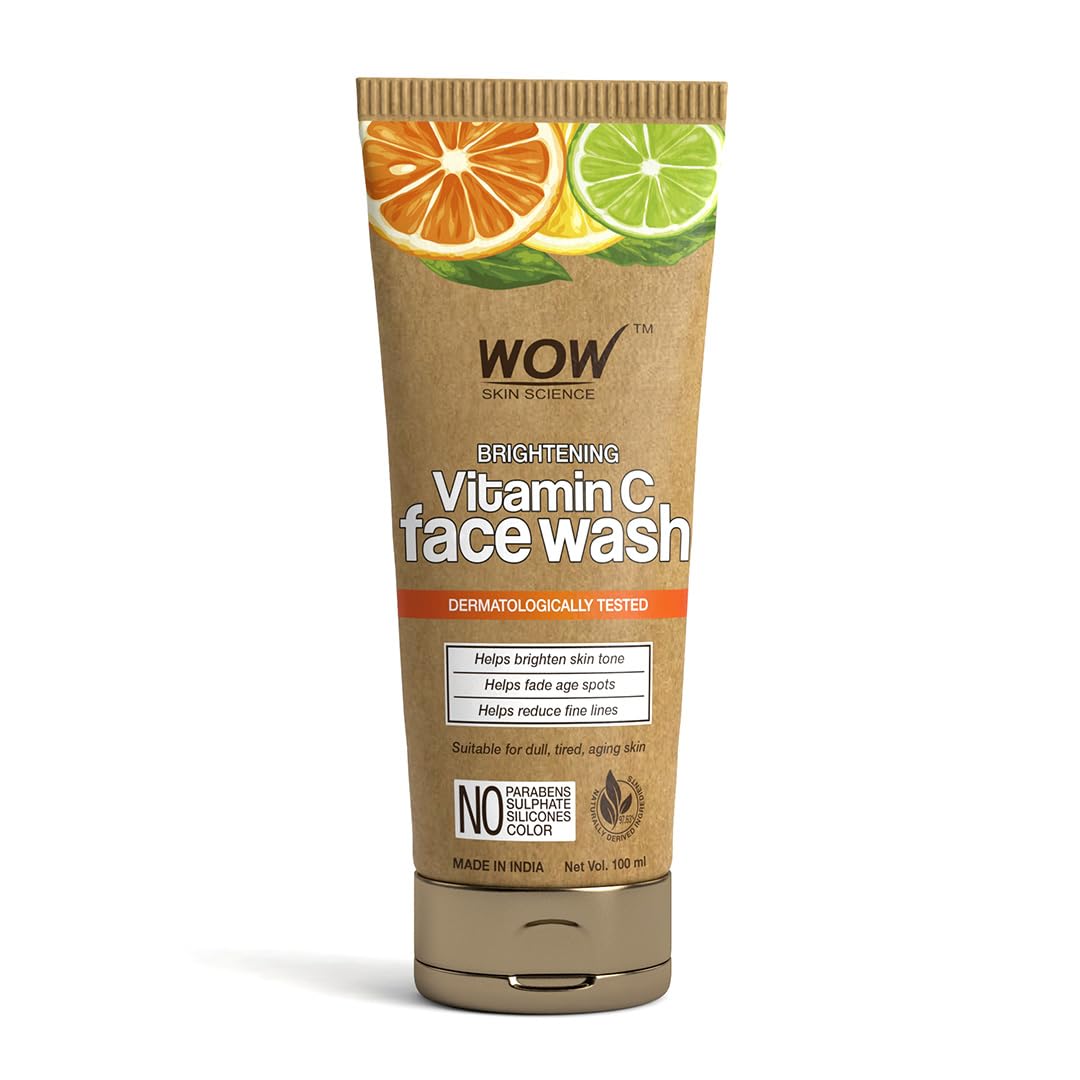 WOW Skin Science Brightening Vitamin C Face Wash | Paper Tube | All Skin Types | Glowing, Bright Skin | 100% Eco Friendly | Para