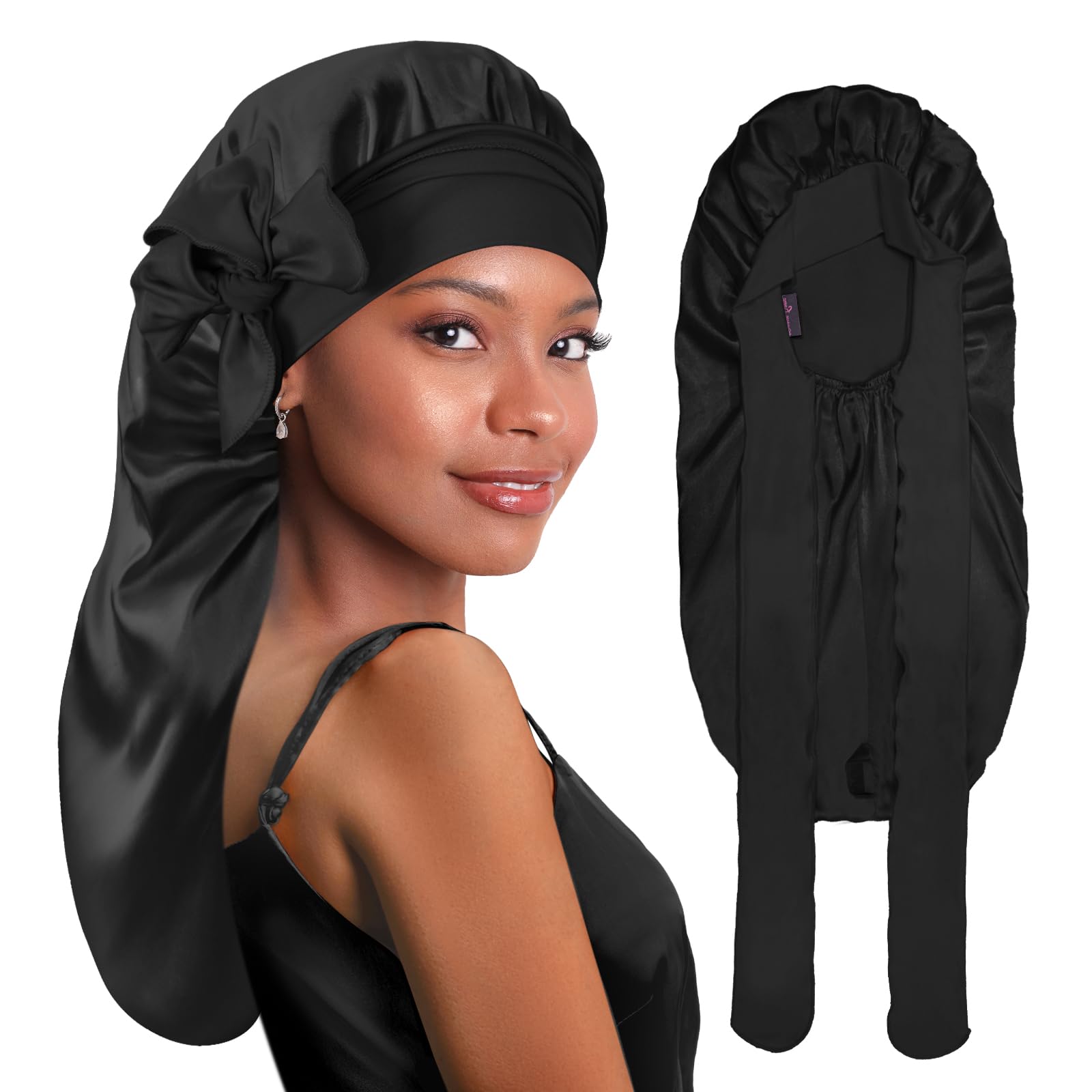 BONNET QUEEN Silk Bonnet for Sleeping Satin Bonnet Black Bonnet Braid Bonnet Jumbo Bonnet Hair Bonnet Tie Bonnet for Braids with