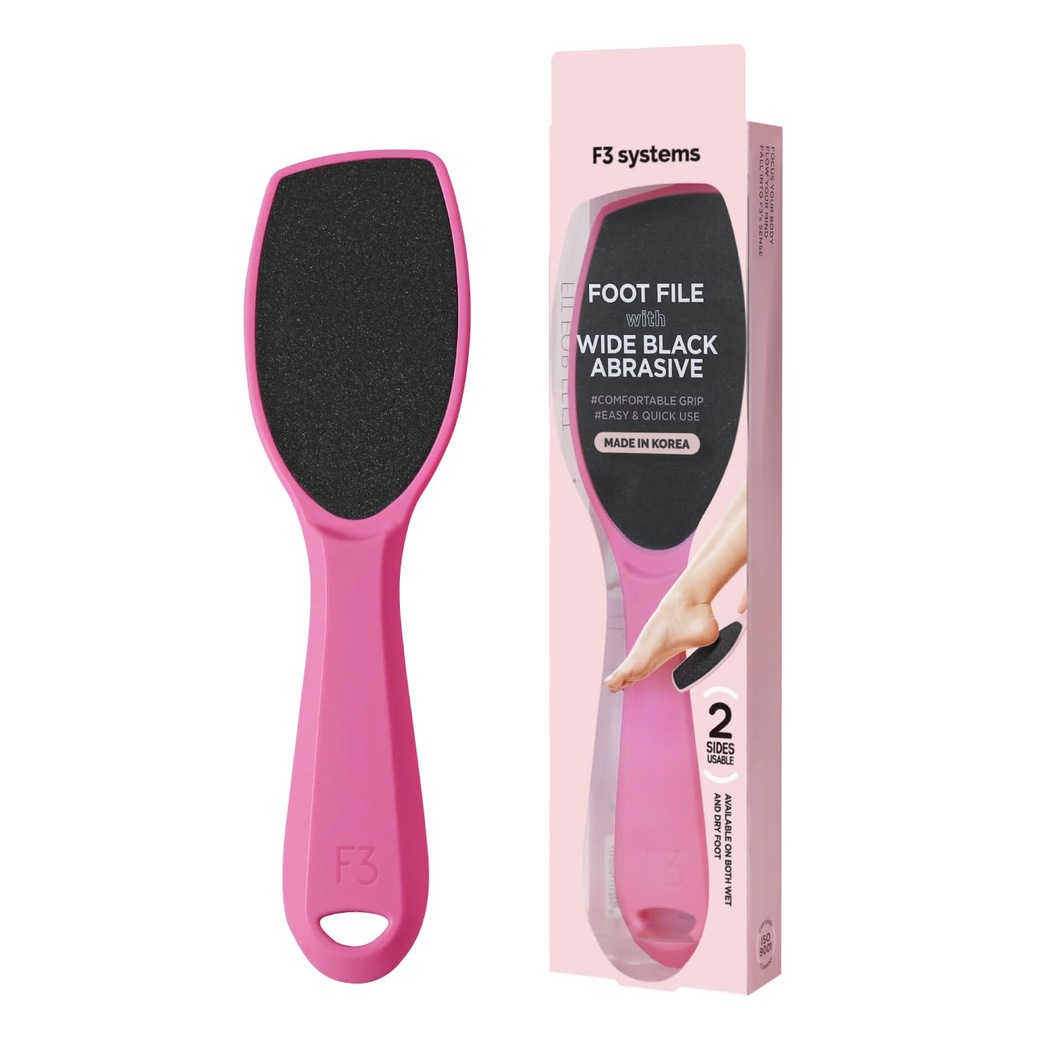 F3 Systems, Wide Emery Foot File, Double-Sided Pedicure Tool, Colossal Foot File for Men & Women, Effective for Cracked Heel, Ca