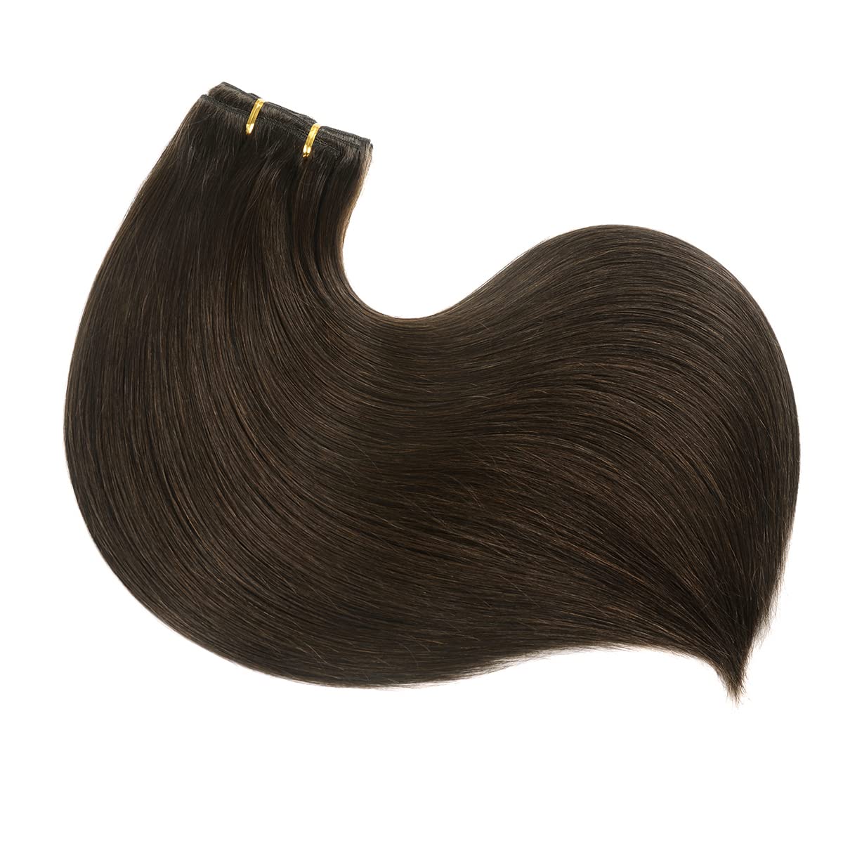 18'' Clip in Human Hair Extensions Full Head 150g 7 Pieces 16 Clips 2# Dark Brown Double Weft Brazilian Real Remy Hair Extension