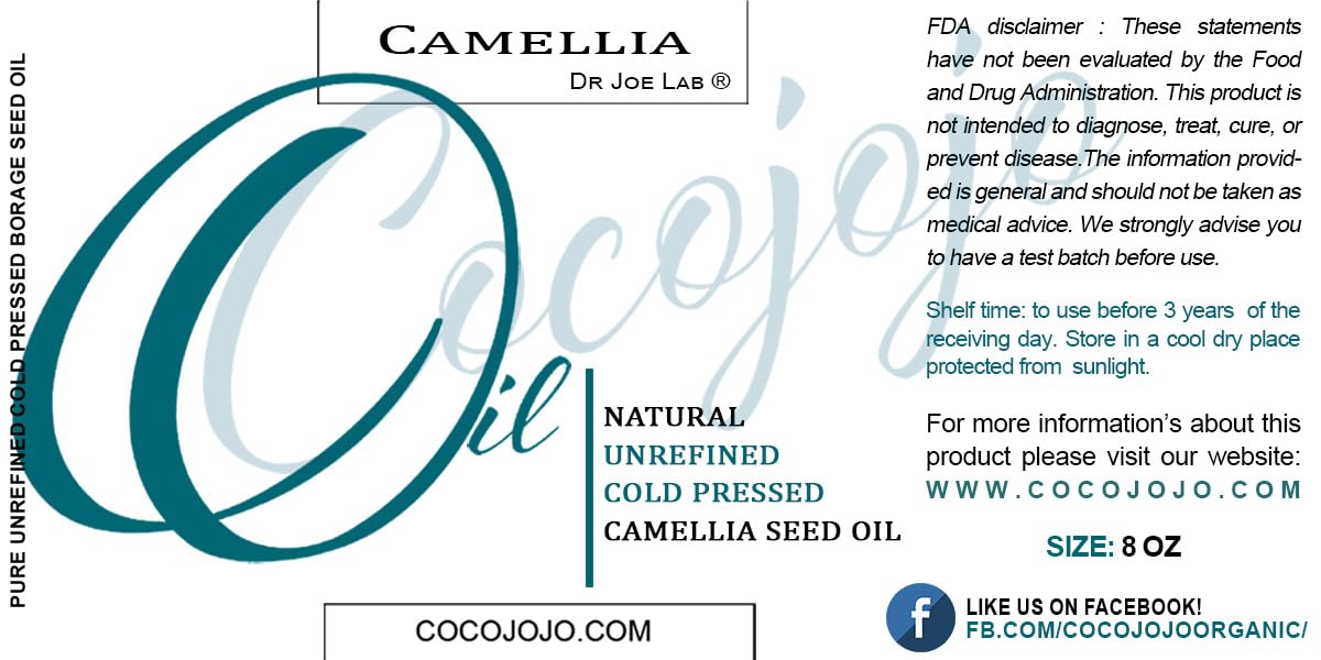 Dr Joe Lab Japanese Camellia Seed Oil - 100% Pure, Unrefined, Cold Pressed, Non-Gmo Bulk Carrier - 32 Oz - For Skin, Hair, Nails