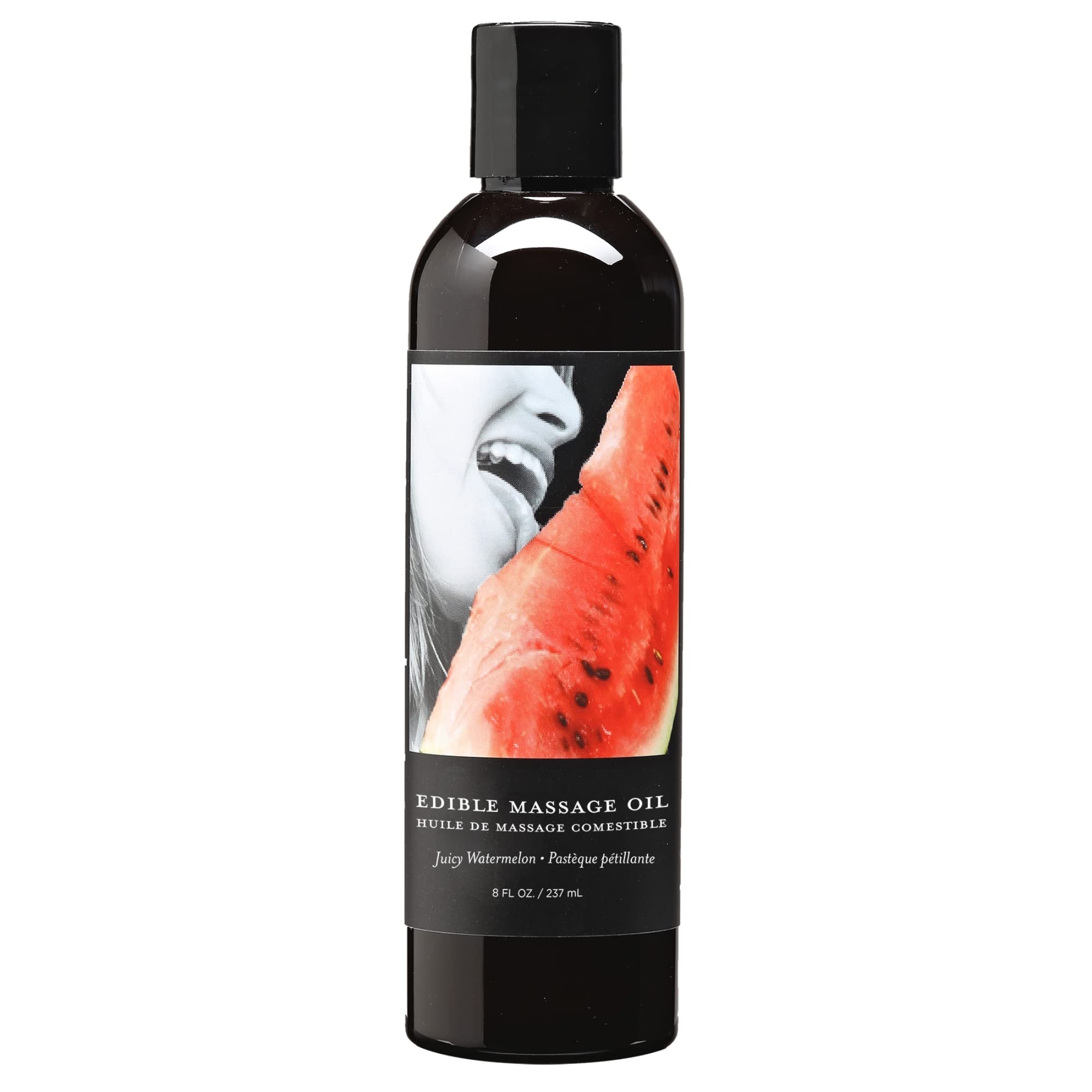Earthly Body Edible Massage Oil, Watermelon - 8 Fl. Oz. - Hemp Seed, Almond, Grapeseed, Apricot & Vitamin E Oil - Vegan & Cruelt