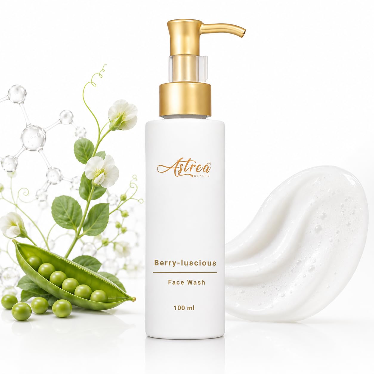 Astrea Beauty BerryLuscious Hydrating Face Wash for Combination, Dry & Mature Skin | Peptide Amino Acid Cleanser for Women & Me