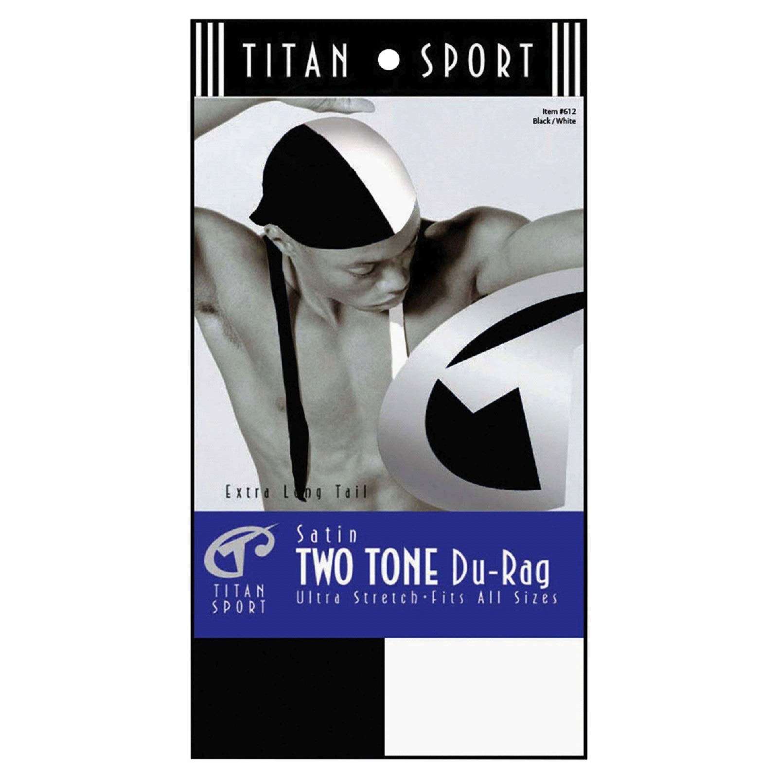 TITAN Sport Satin Two Tone Du-Rag Black/White (Item#612)
