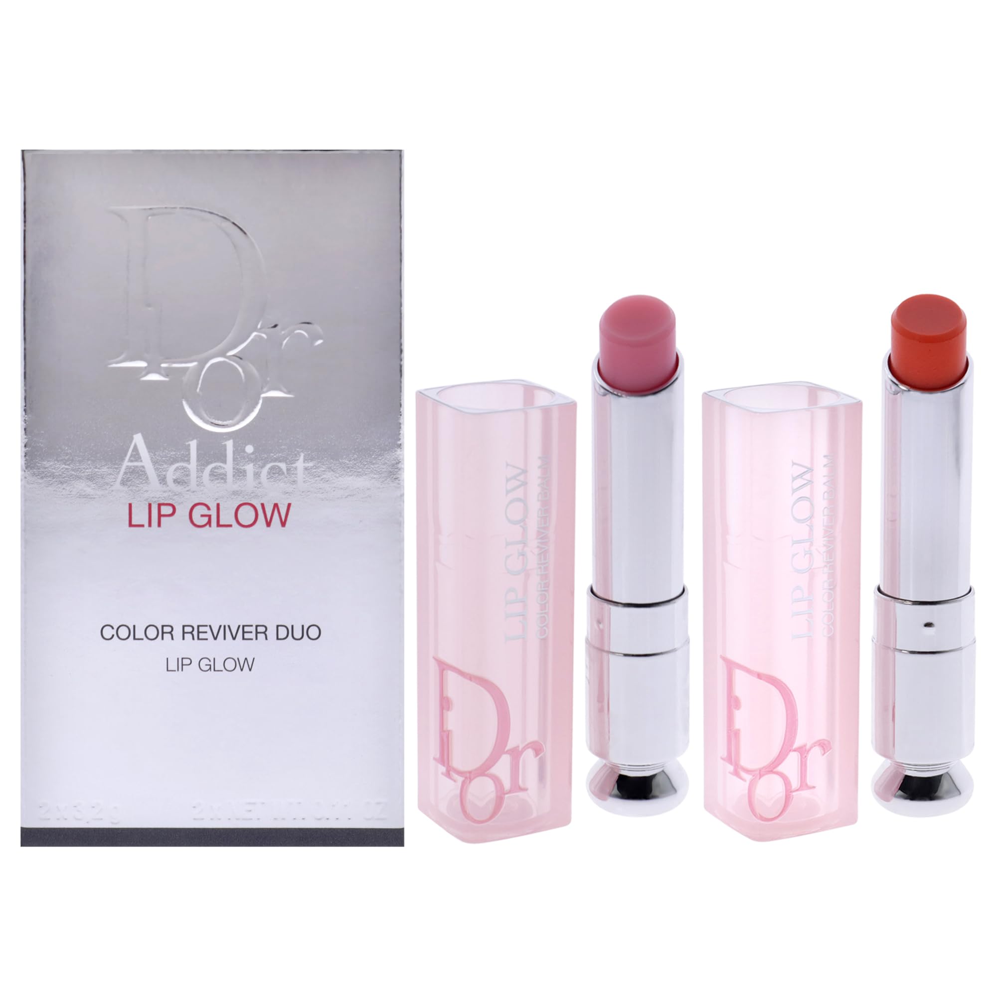 Christian Dior By Christian Dior Dior Addict Lip Glow Color Reviving Lip Balm Duo - # 001 Pink / 004 Coral --2X3.2G/0.11Oz