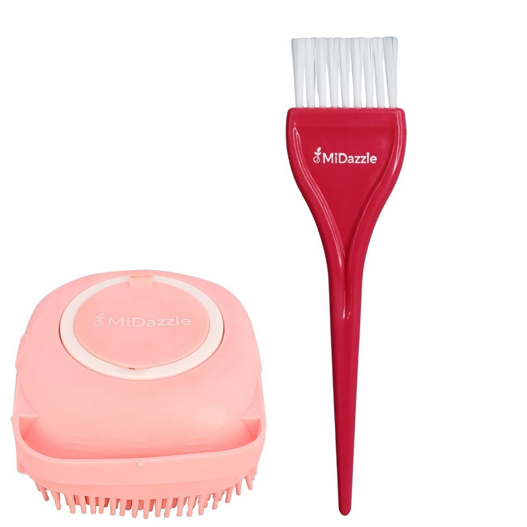 Midazzle Silicone Bath Brush Set, Body Wash Scrubber with Mehandi Brush, 2 Pieces