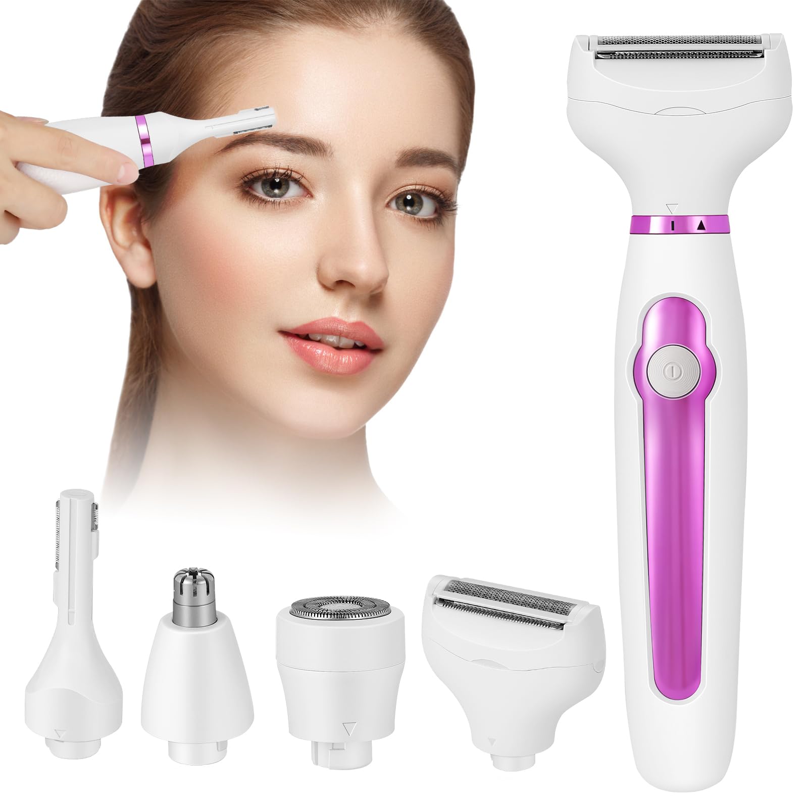 Electric Bikini Trimmer and Shaver for Women - 4 in 1 Waterproof Electric Razor- Rechargeable Pubic Hair Trimmer and Facial Hair