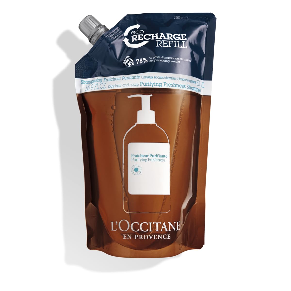 L'Occitane Formulated without Silicone Aromachologie Revitalizing Fresh Shampoo Refill Enriched with 5 Essential Oils 16.90 fl o