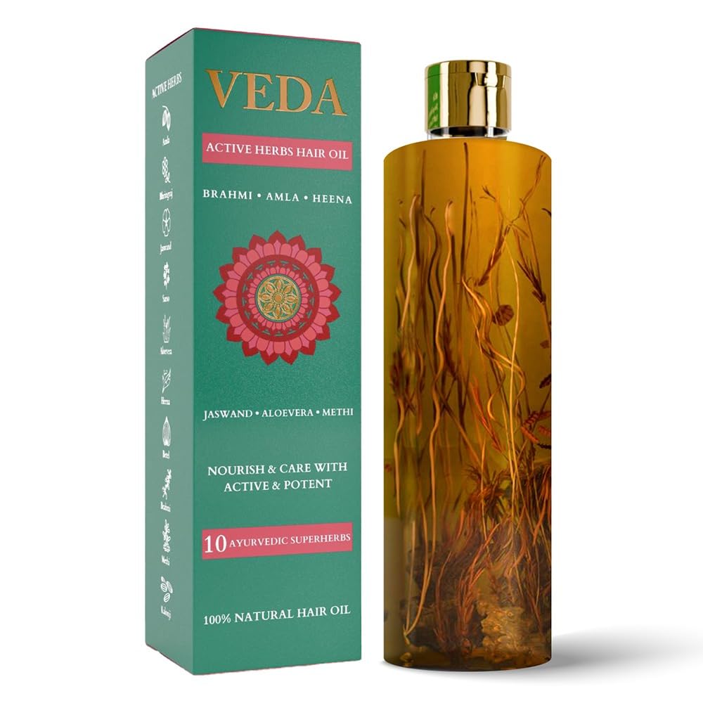 Veda Ayurvedic Cold Pressed Hair Oil | Ayurvedic Jadi Butis Infused Oil | 500Ml