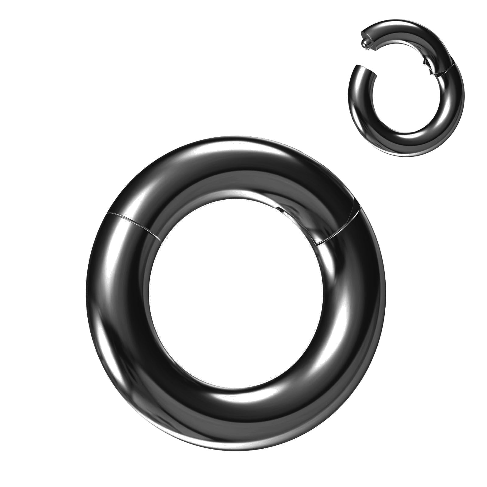 NewkeepsR 6G  10mm Black Large Gauge Prince Albert 316L Surgical Steel Septum Hinged Clicker Segment Orbital Conch Rings