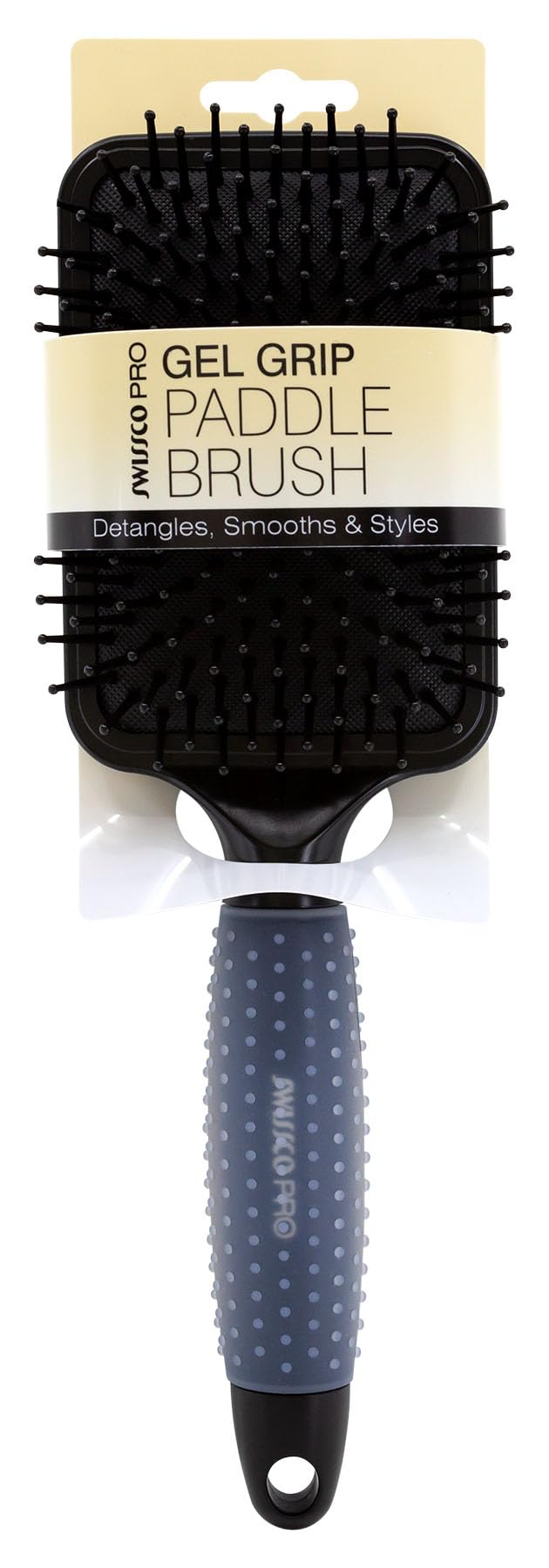 Swissco Pro Gel Grip Paddle Hair Brush Gloss (Black Gloss)