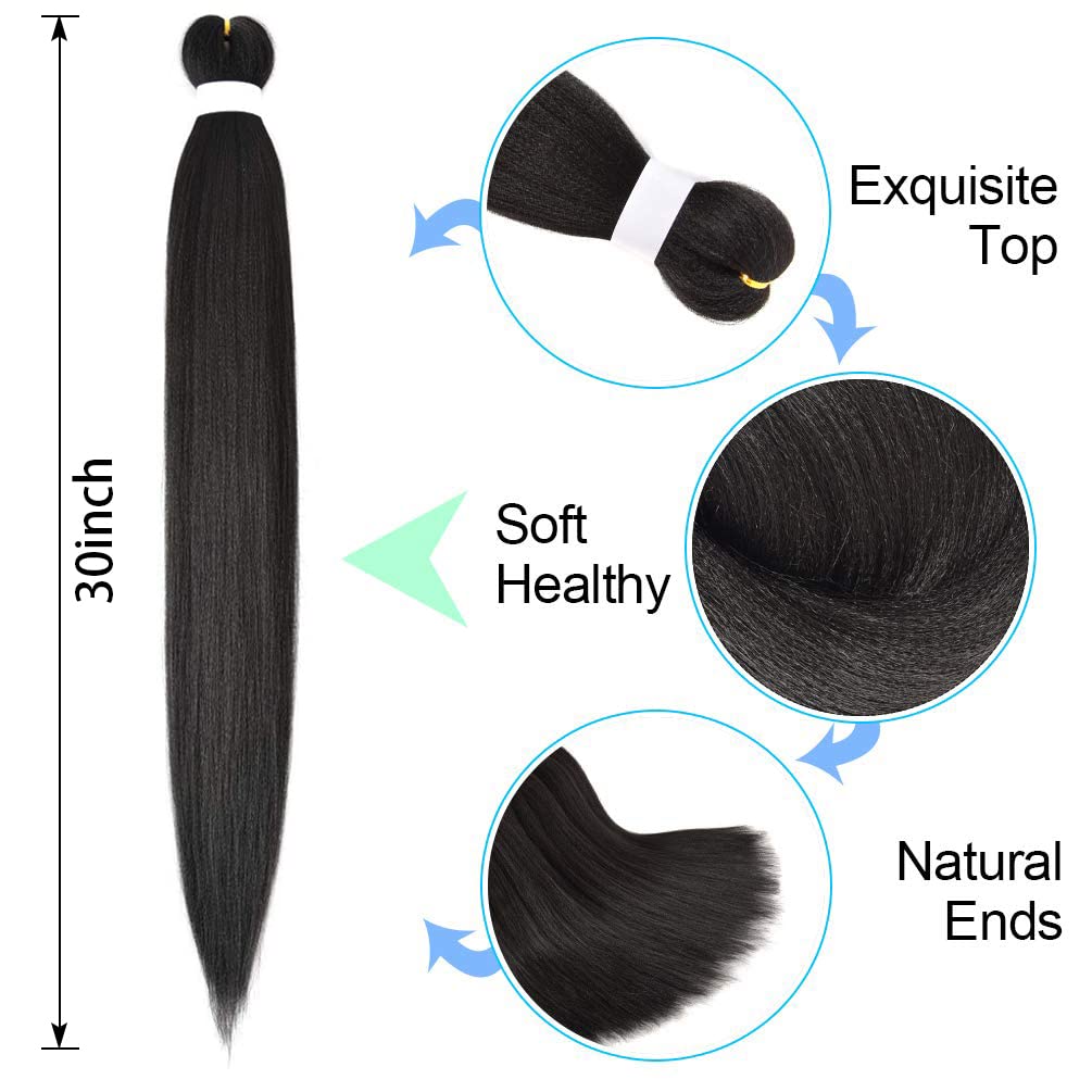 8 Pack Pre Stretched Braiding Hair - 30'' 100G/Pack Premium Kanekalon Braiding Hair Pre Stretched Extensions, Professional Itch